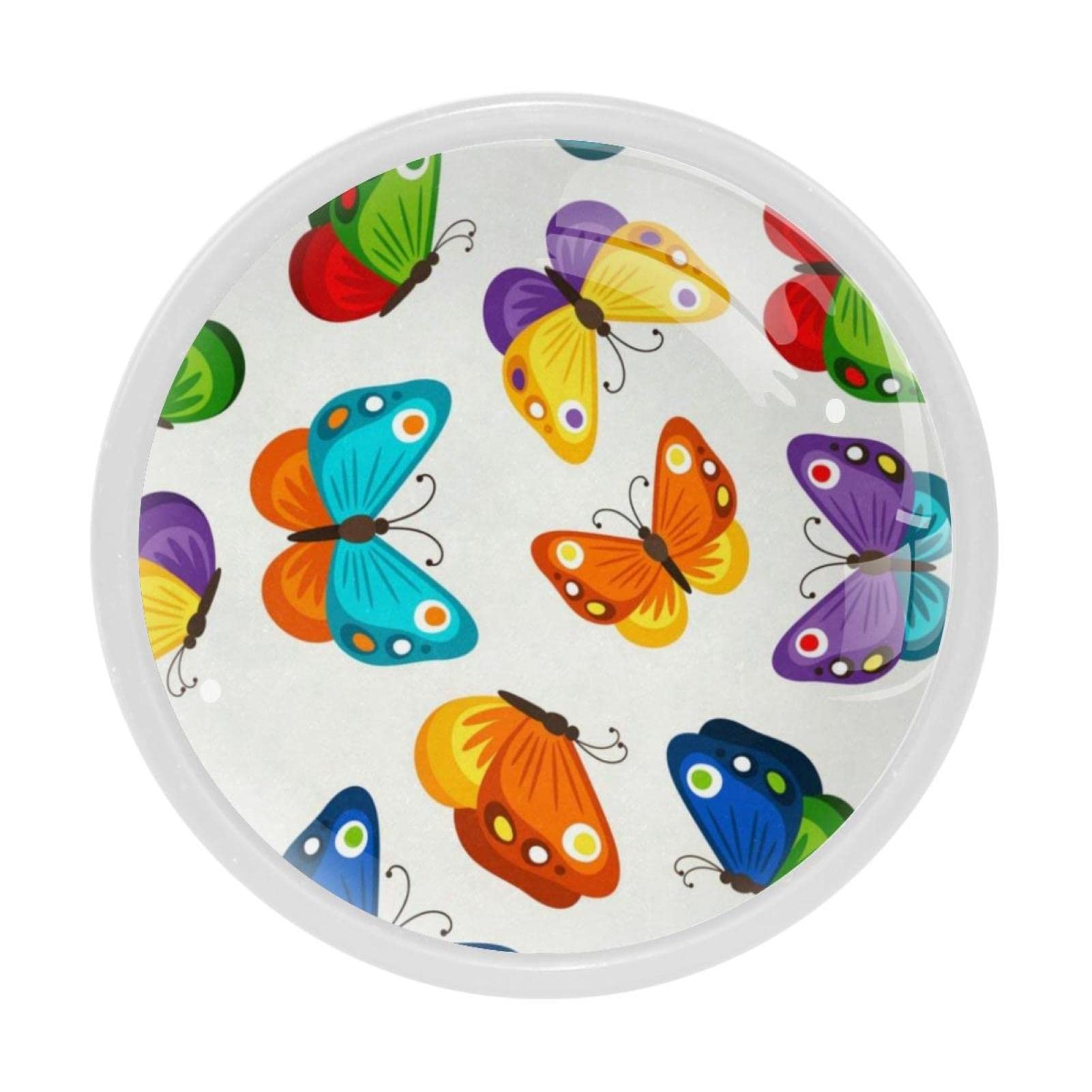 4Pcs Colorful Butterfly Cabinet Handles & Knobs - Decorative Drawer Pulls for Kitchen, Bathroom & Furniture - Easy Installation & Durable Design