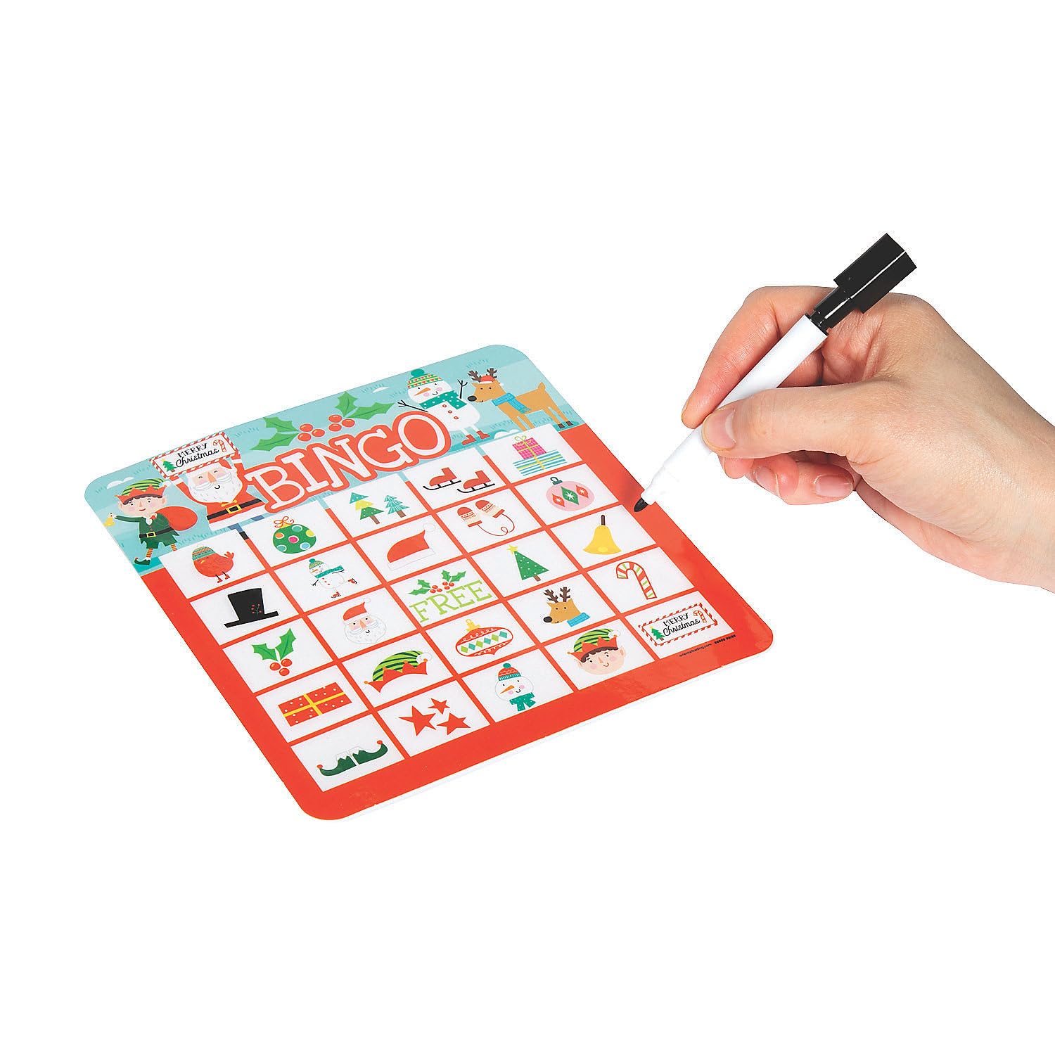 Fun Express Christmas Dry Erase Bingo Game Set - 12 Pack Holiday Party Activity for Kids & Family - Perfect for Classroom, Christmas Party & Winter Break Entertainment