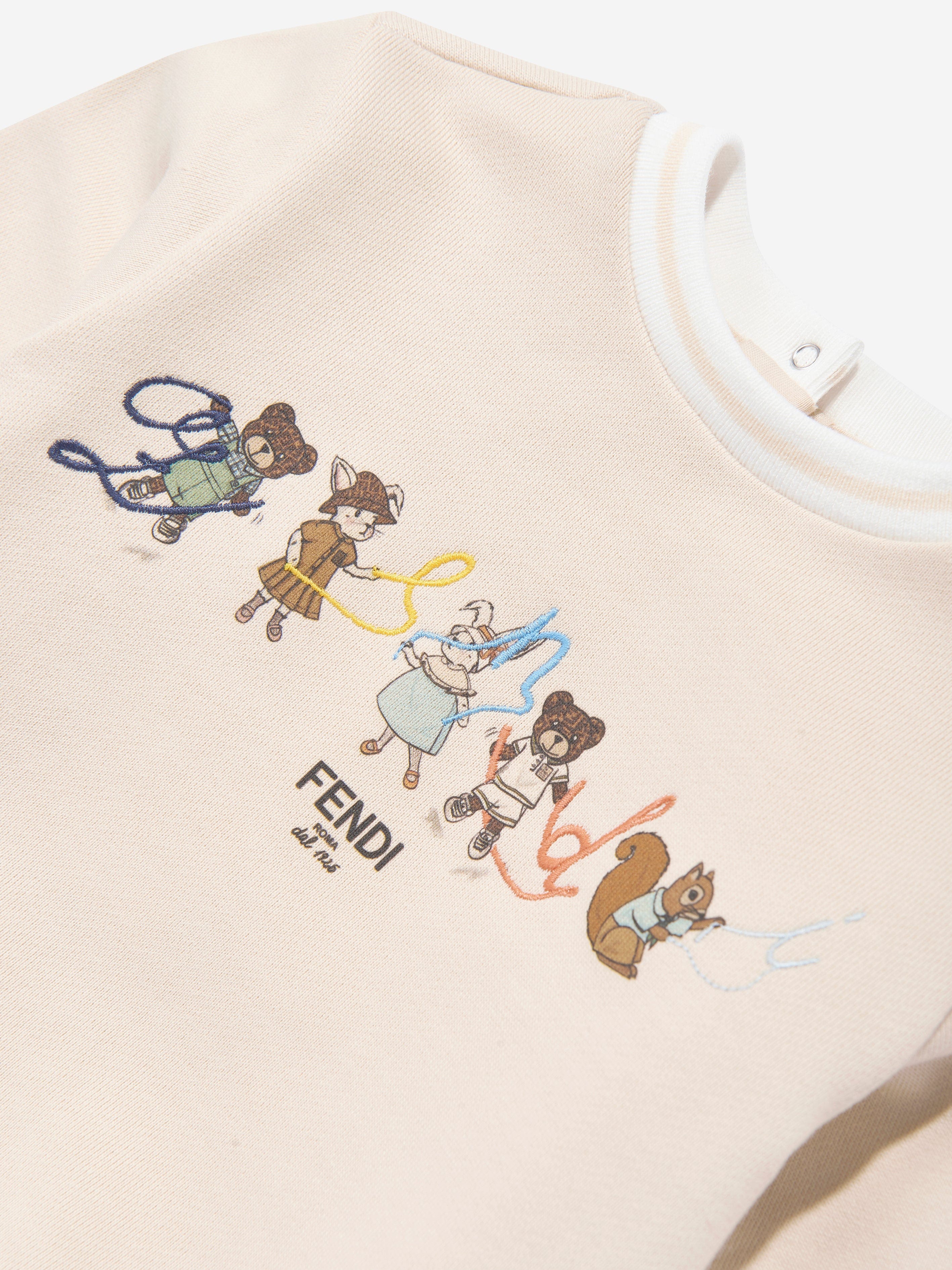 Soft Beige Baby Animal Logo Sweatshirt - Cute & Cozy Pullover for Kids & Toddlers - Perfect for Playdates, Family Outings & Casual Wear