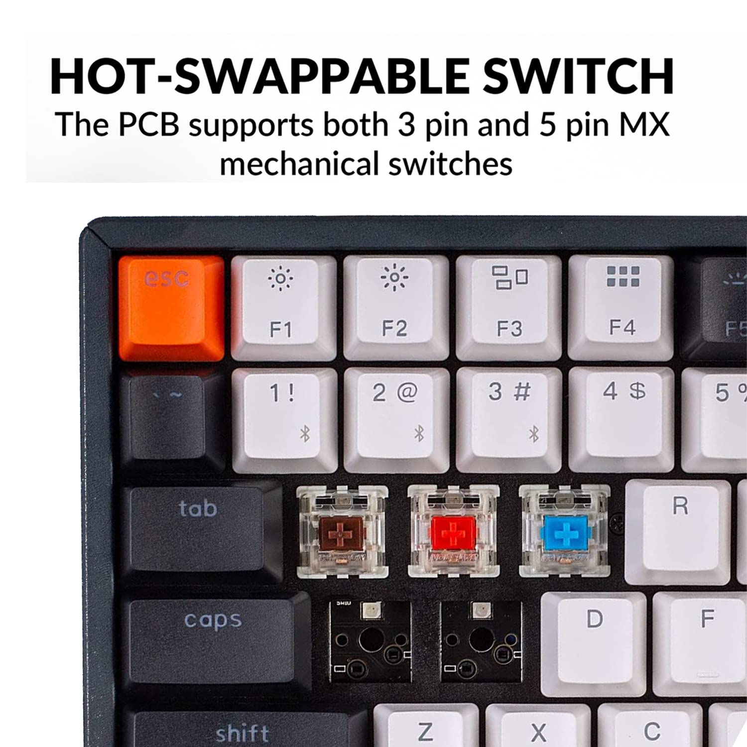 Keychron K2 V2 Wireless Mechanical Keyboard - 75% Compact 84-Key RGB Backlit, Hot-Swappable Gateron G Pro Red Switches, Aluminum Frame for Mac & Windows (Bluetooth/USB Wired) - Perfect for Gaming, Office Work & Programming