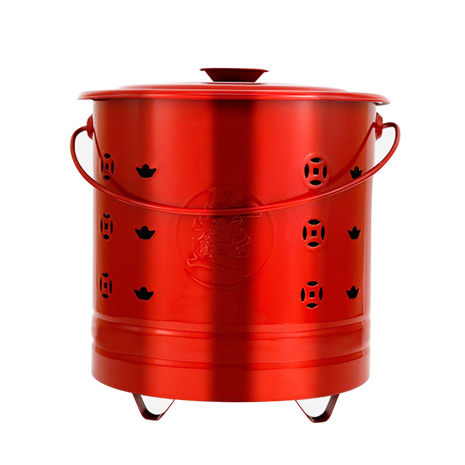 Stainless Steel Burn Barrel for Yard Debris & Garden Waste - 40×45CM Fire Bin Incinerator for Paper, Leaves, Wood Disposal - Red (Perfect for Backyard Cleanup, Camping & Farm Use)