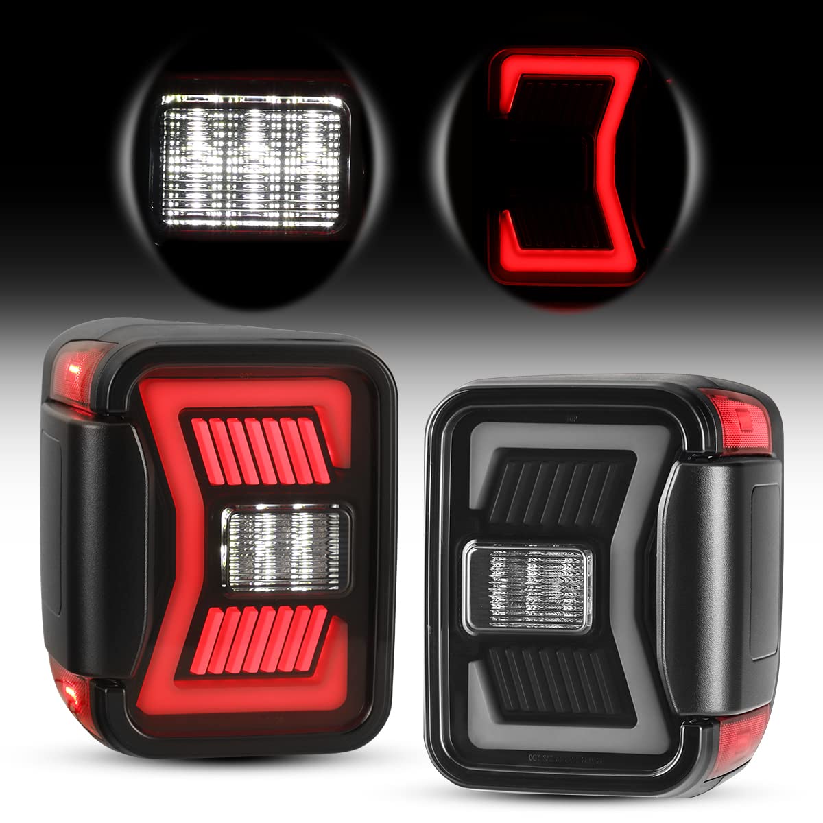 ROXX LED Sequential Tail Lights for 2019-2025 Jeep Gladiator JT - Smoked Lens Tail Light Assembly Replacement Pair (Plug & Play) - Enhanced Safety & Style for Off-Road & Night Driving