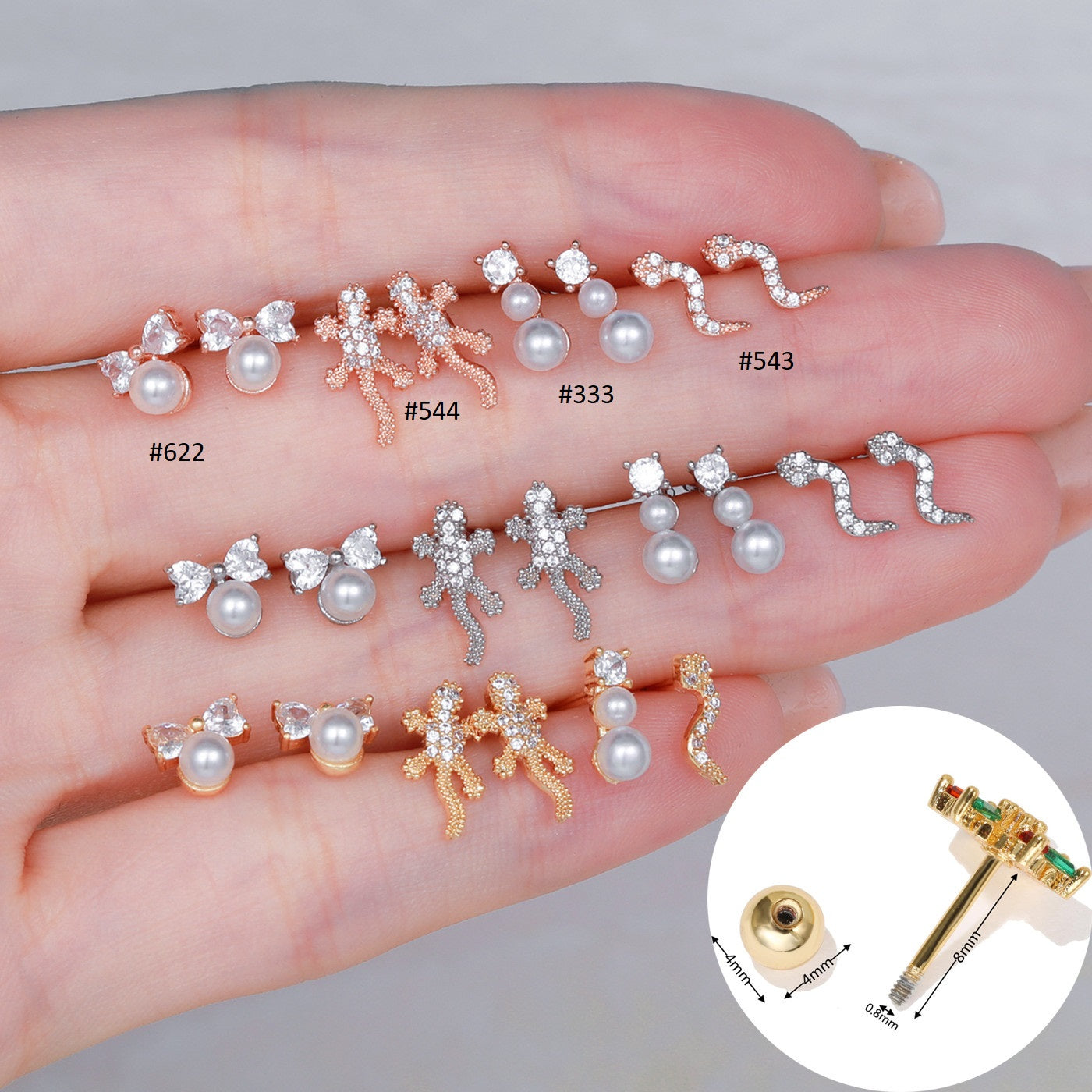 20G Pearl Cartilage Piercing Studs for Helix, Conch & Ear - Hypoallergenic Surgical Steel Jewelry for Women & Men | Perfect for Daily Wear & Special Occasions