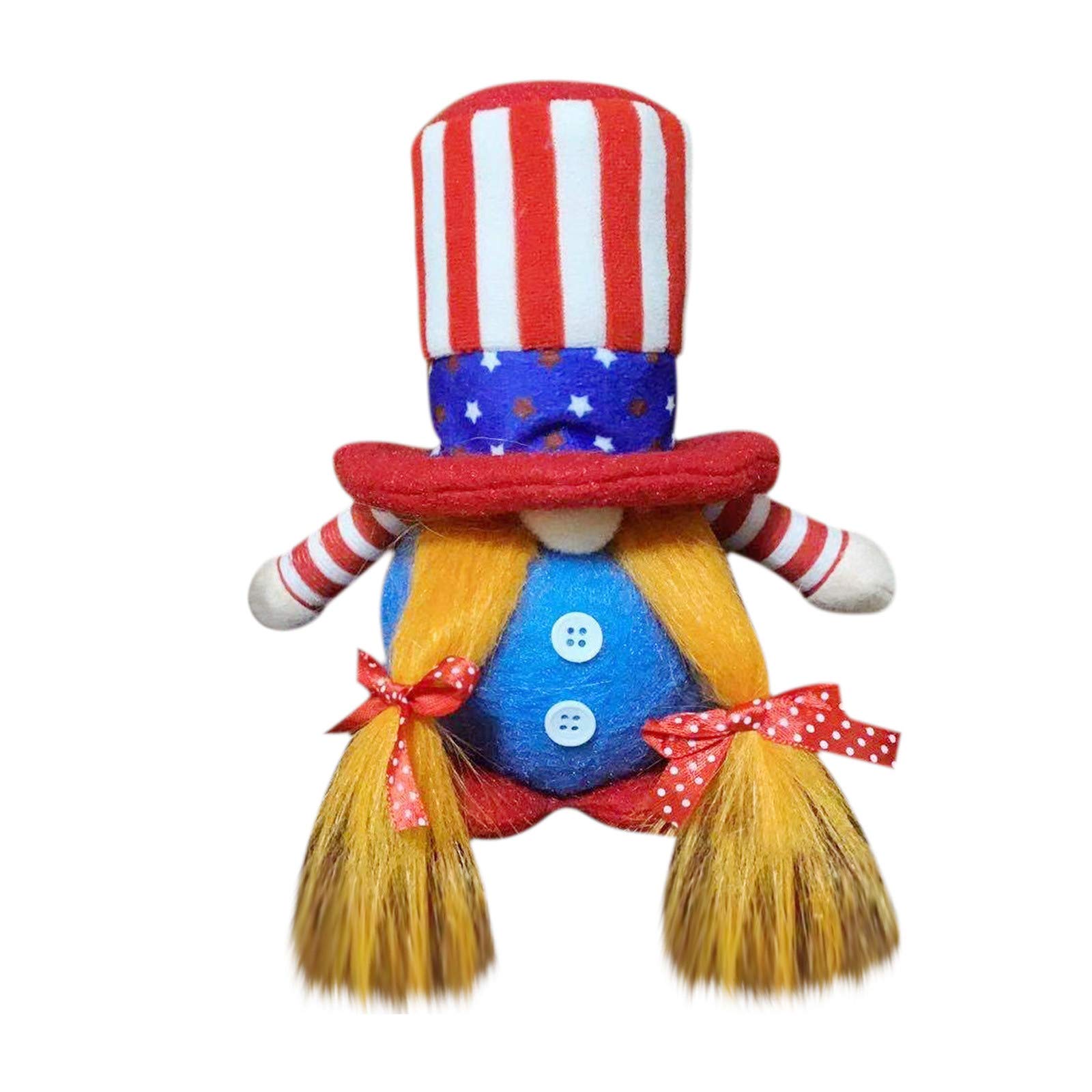 4th of July Patriotic Gnome Decorations - Handmade Plush Doll for Independence Day, Memorial Day & Veterans Day - Home Tiered Tray Decor - Multicolor One Size - Perfect for Patriotic Holidays, Front Porch Displays & Seasonal Home Decor