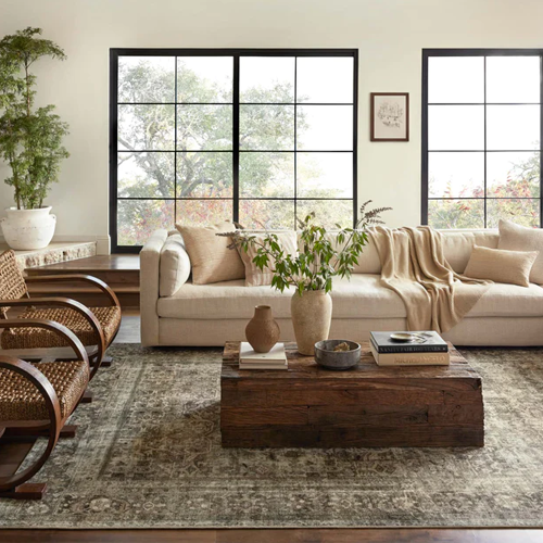 Magnolia Home by Joanna Gaines x Loloi Sinclair Rug - Pebble Taupe | Soft Bohemian Area Rug for Living Room, Bedroom & Dining Room Decor