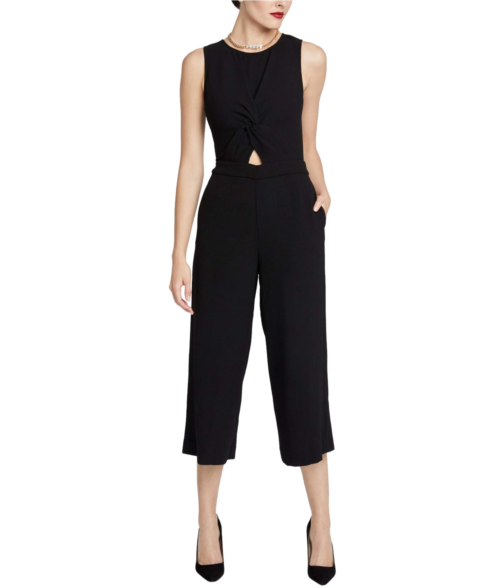 Rachel Roy Women's Twisted Jumpsuit - Black, Size 14 | Elegant One-Piece Romper for Casual Outings, Parties & Special Occasions