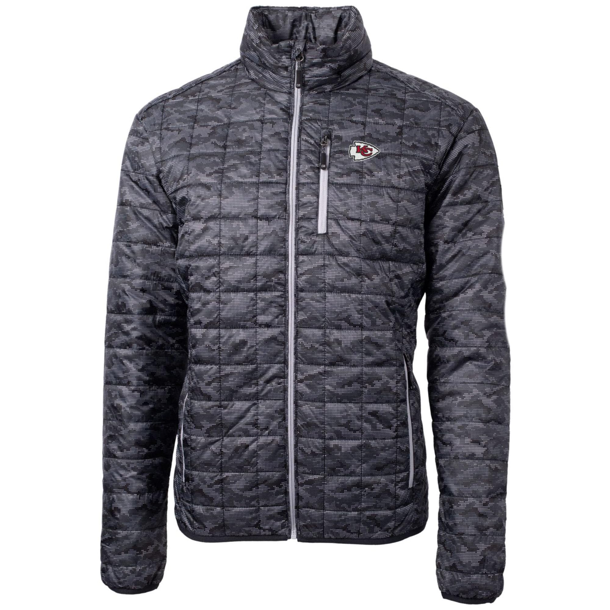 Cutter & Buck Men's NFL Rainier Printed Full-Zip Puffer Jacket - Waterproof Winter Coat for Football Fans, Outdoor Activities & Cold Weather Protection
