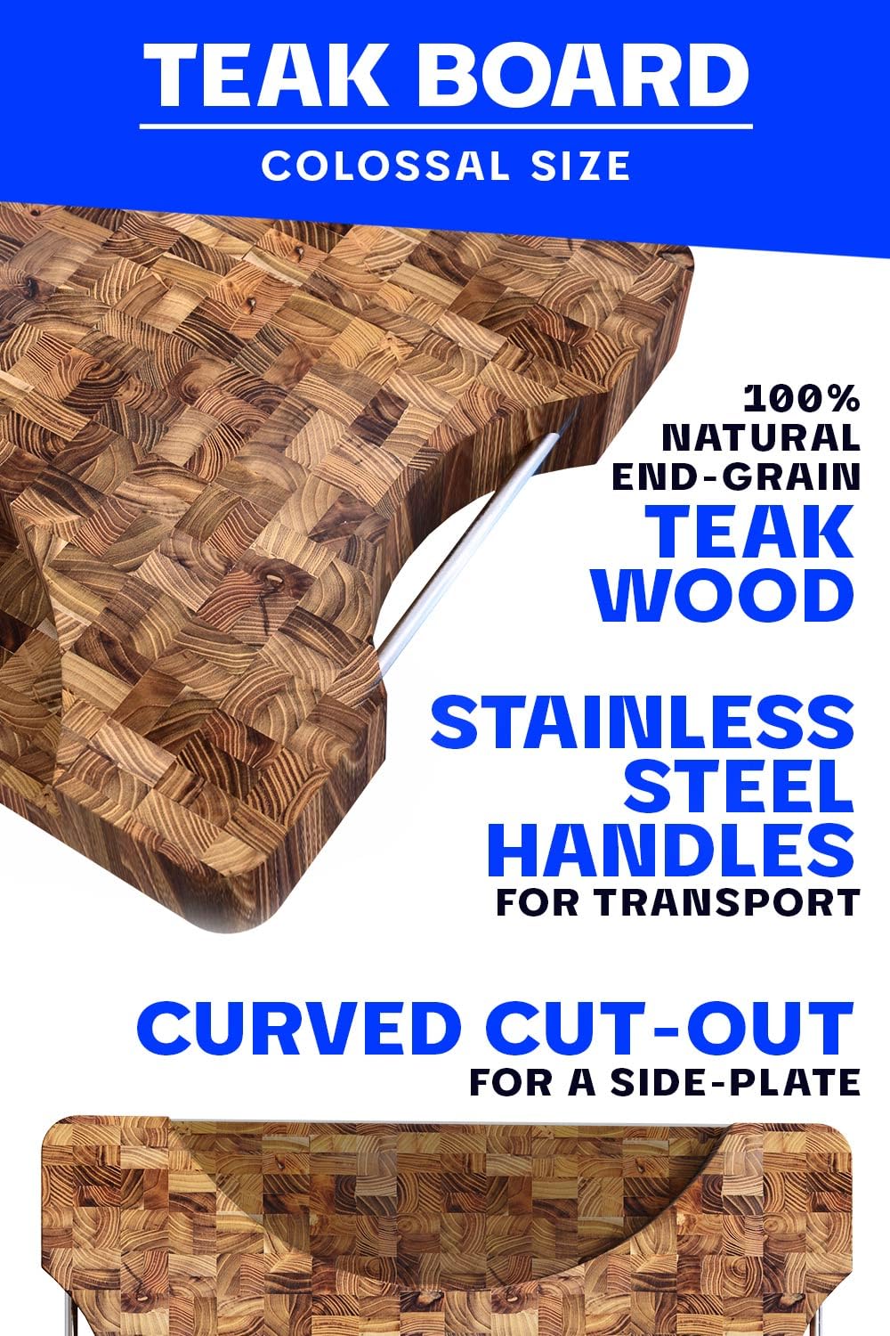 Premium Dalstrong XL End-Grain Teak Cutting Board 25