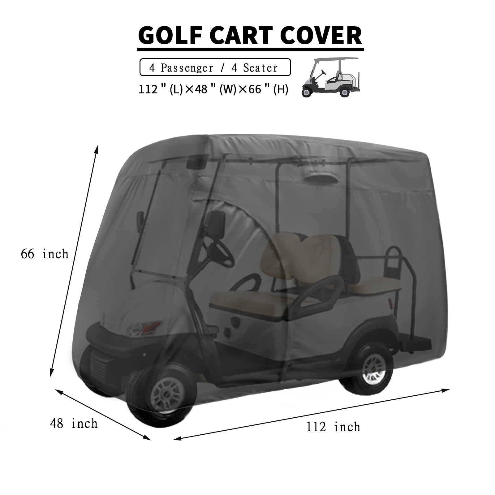 Waterproof Universal Golf Cart Cover for 2/4/6 Passenger Carts - Outdoor Storage Protection Accessory | Perfect for Golf Courses, RV Parks & Home Storage