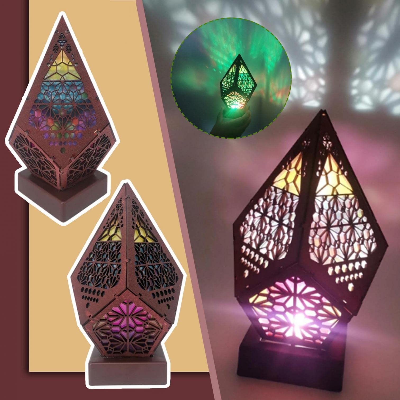 Bohemian Style 3D Projection LED Floor Lamp with Polar Star Design - Color Changing Night Light for Bedroom, Living Room, Nursery - Perfect Home Decor Gift for Women & Men (7.08 x 4.33 x 4.33 in) | Creates Cozy Ambiance for Relaxation, Romantic Dates & Meditation Spaces