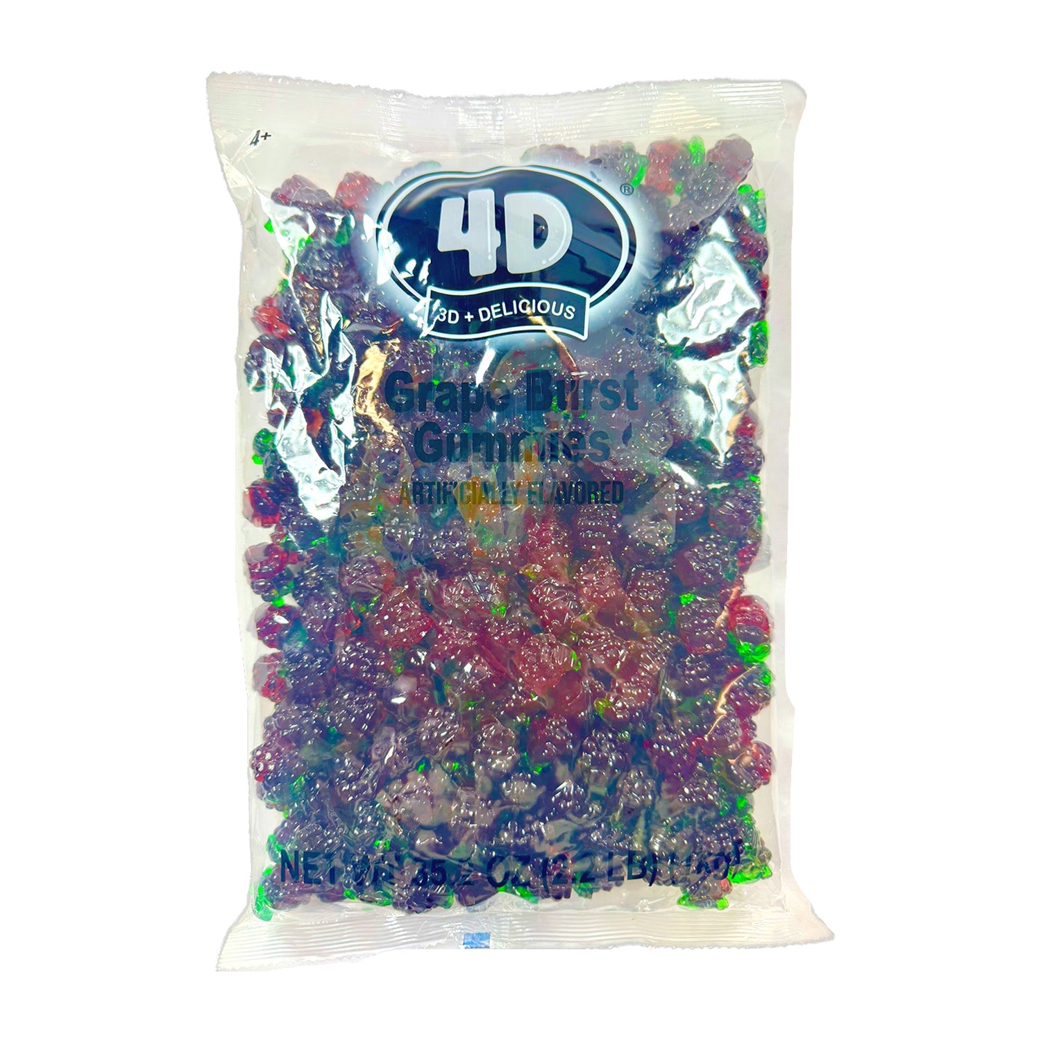 Hilco 4D Gummy Grape Candy - 2.2lb Resealable Bag - Sweet & Chewy Grape Flavored Gummies - Perfect for Parties, Snacking & Movie Nights
