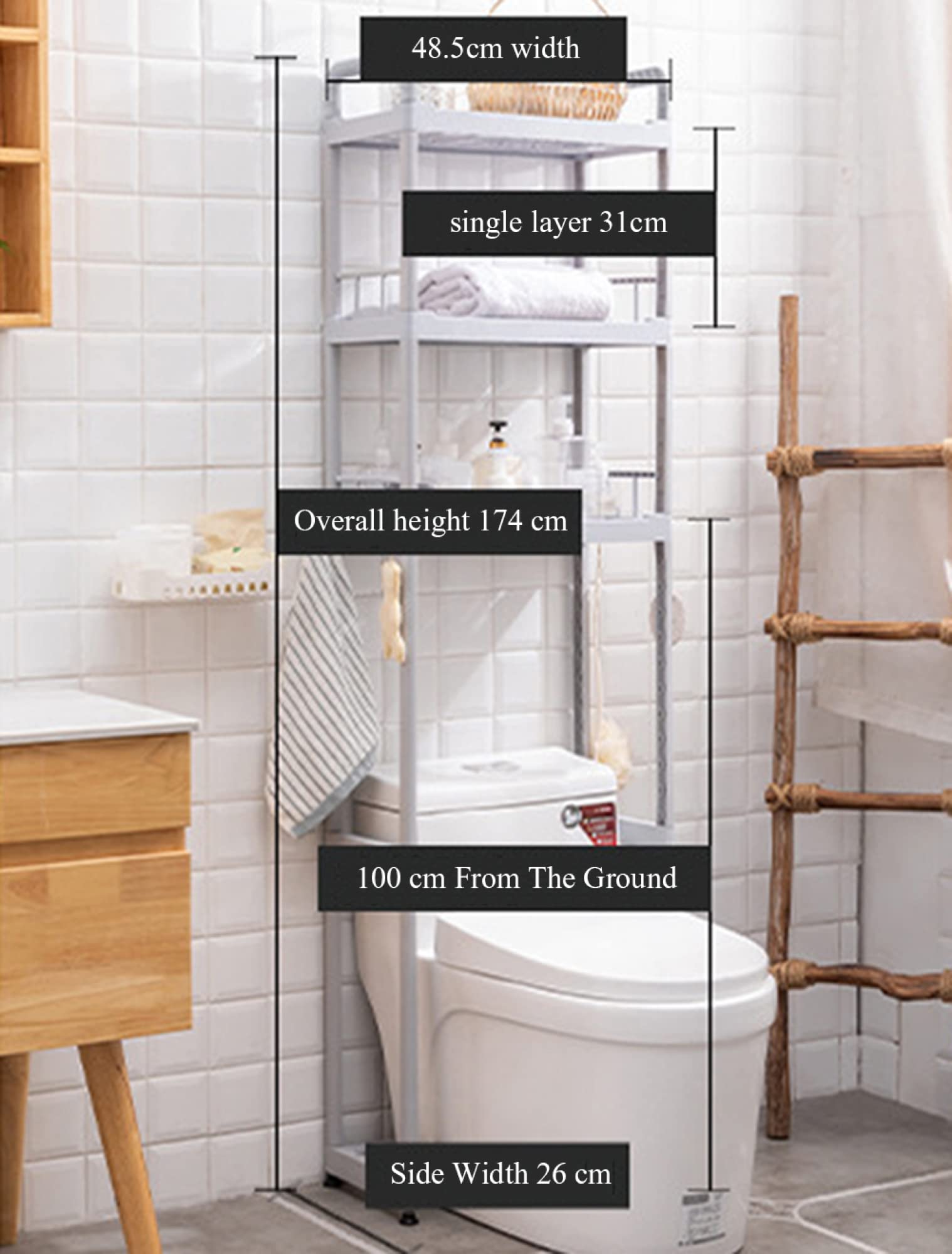 Space-Saving 3-Tier Bamboo Over-The-Toilet Storage Cabinet - Freestanding Bathroom Organizer with Open Shelves for Towels, Toiletries & Decor - Perfect for Small Bathrooms, Apartments & Powder Rooms