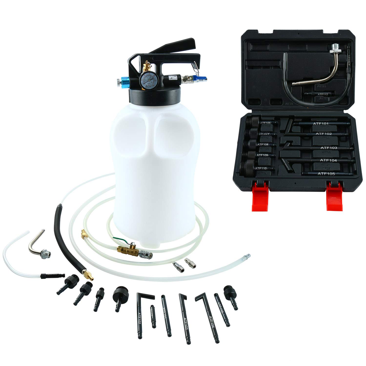 8MILELAKE 10L Pneumatic Air Oil Extractor Pump - Automatic Transmission Fluid Transfer Pump with 13pc ATF Adapters & 2-Way Refill System | Perfect for Car Maintenance, ATF Fluid Changes & Garage Workshop Use