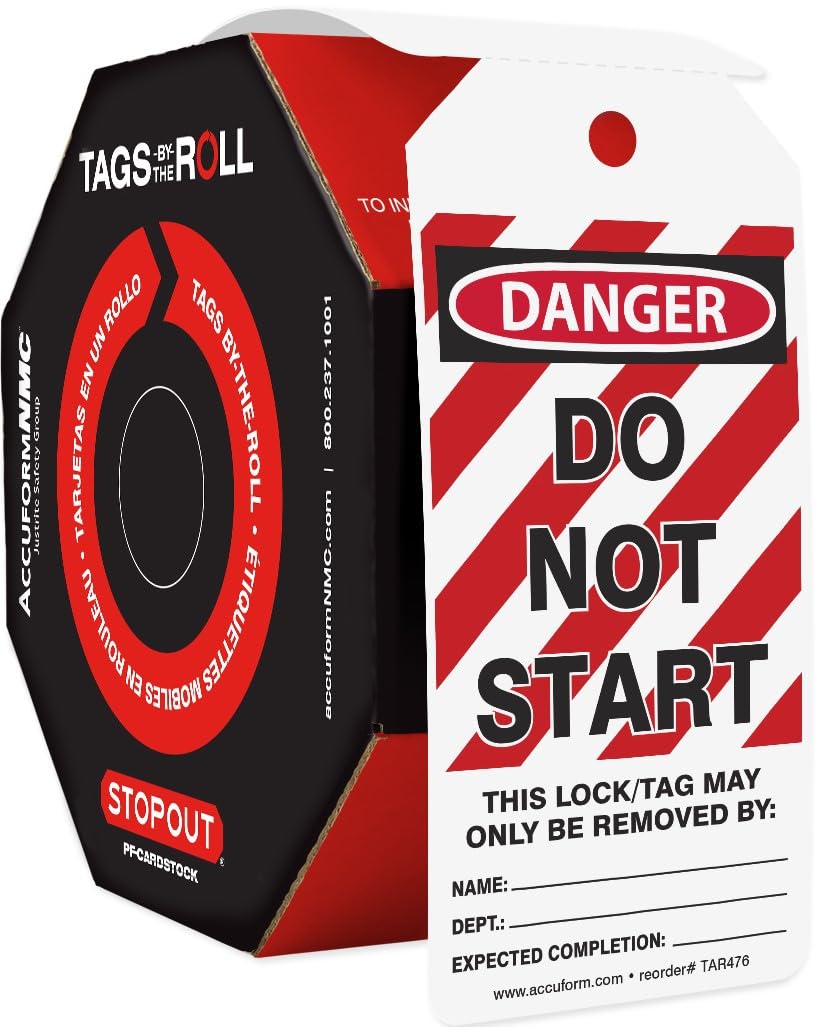 Accuform TAR476 Lockout Tags Roll - 250 Pack, 6.25