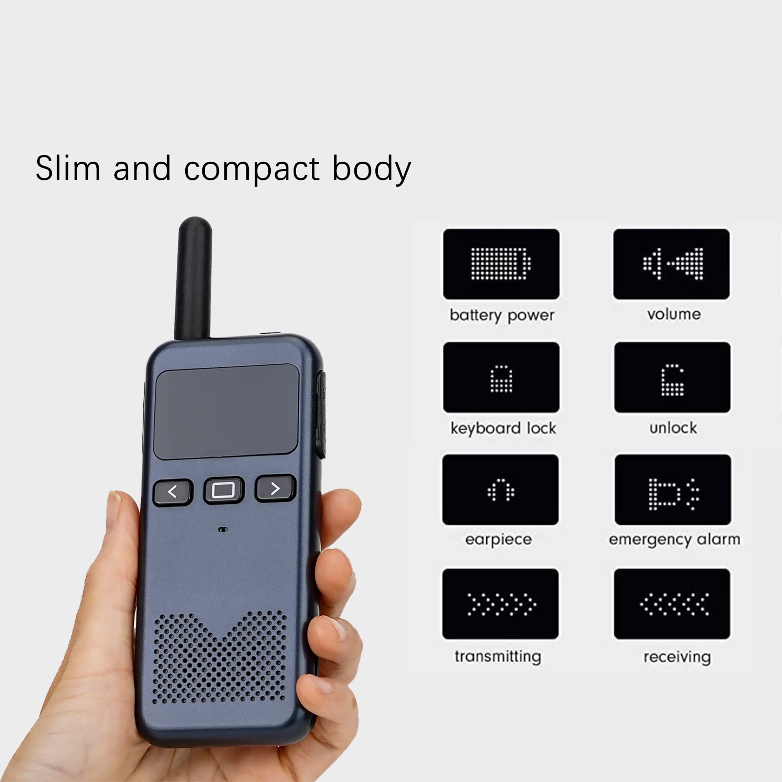 Retevis RB19P Long Range GMRS Walkie Talkies - Ultra Thin NOAA Weather Radio with USB-C Charging & 2000mAh Rechargeable Battery - Emergency Communication for Restaurants, Outdoor Adventures, Hunting & Road Trips (2 Pack, Navy Blue) - Perfect for Camping, Hiking, Construction Sites & Emergency Preparedness