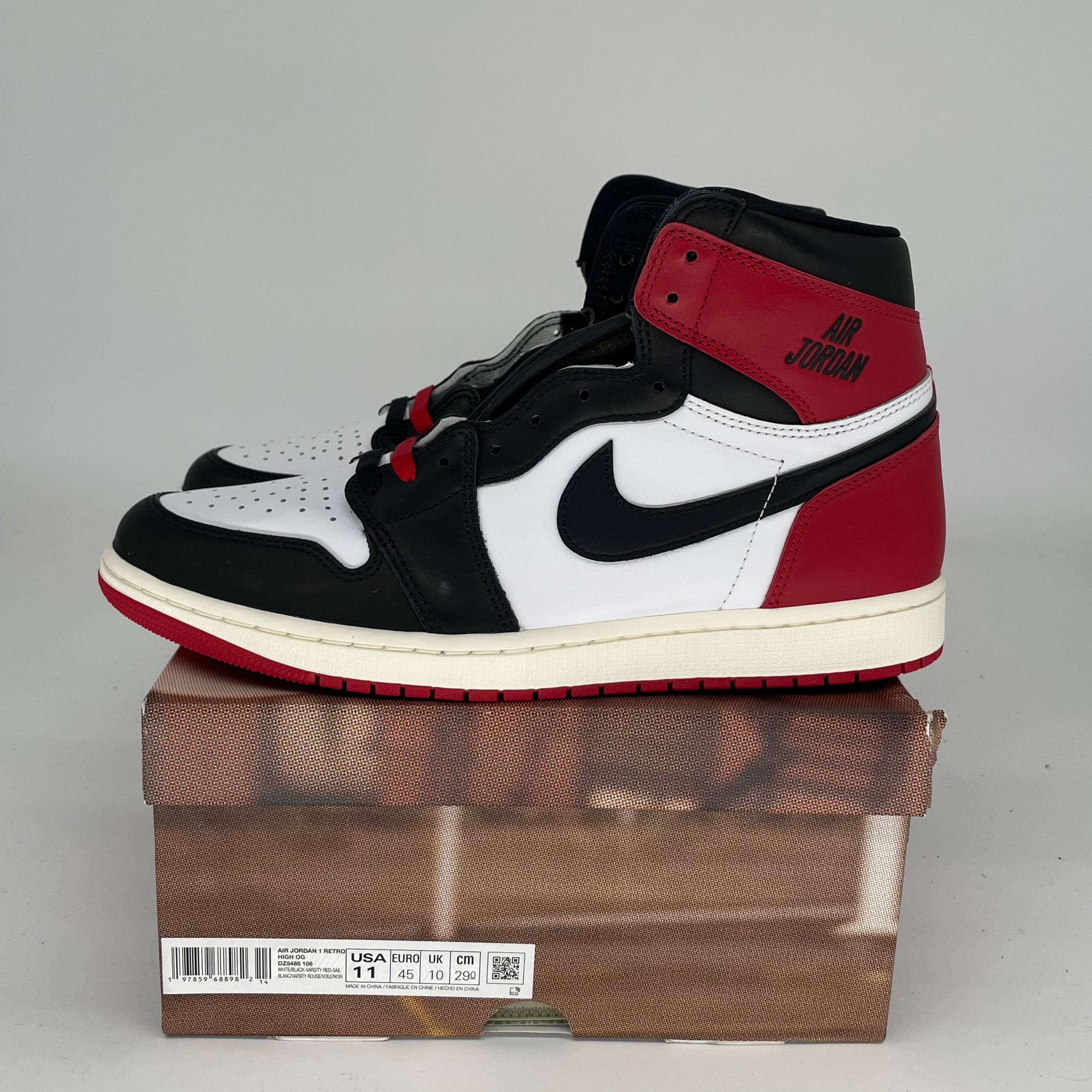 AIR JORDAN 1 Black Toe Reimagined Sneakers - Men's Size 11 (DZ5485-106) | Retro Basketball Shoes for Streetwear & Casual Style