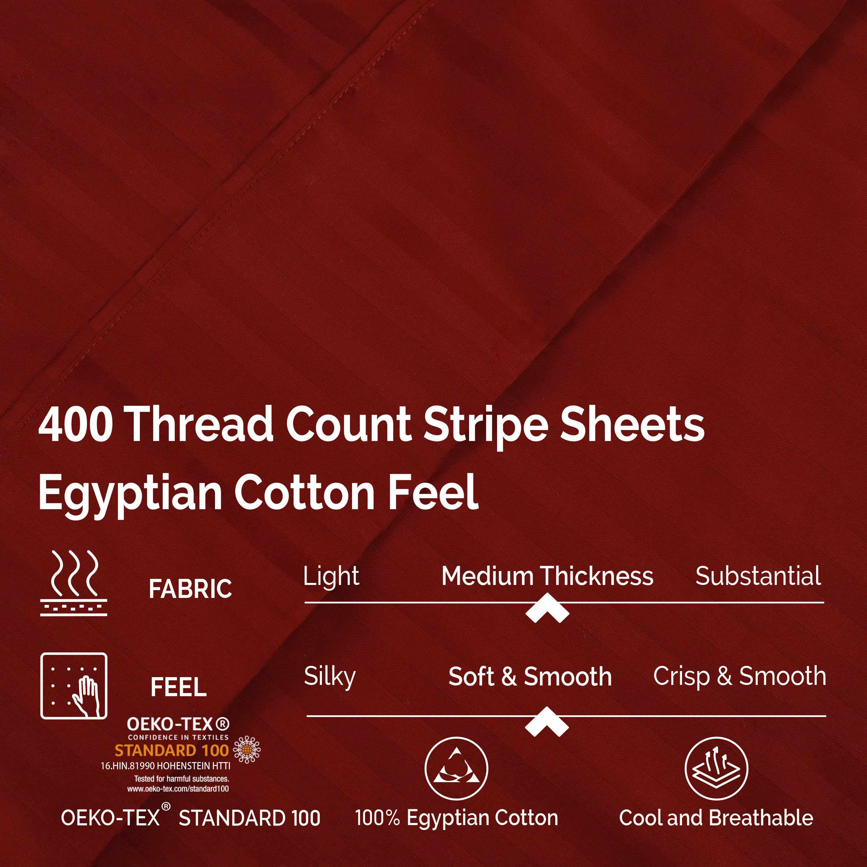 Premium 400 Thread Count Egyptian Cotton Sheet Set - Deep Pocket, Striped Design for Ultimate Comfort - Perfect for Master Bedrooms & Guest Rooms