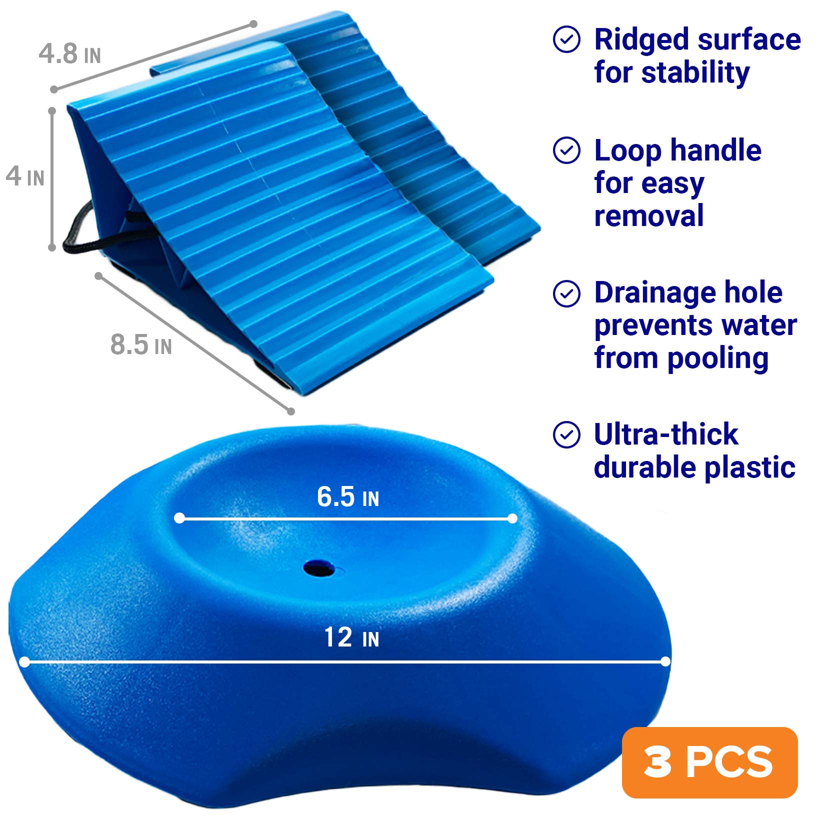 Heavy Duty Trailer Wheel Chocks with Rope & Wheel Dock - Boat, RV, Camper & Travel Trailer Accessories for Secure Parking | Perfect for Outdoor Adventures & Long-Term Storage