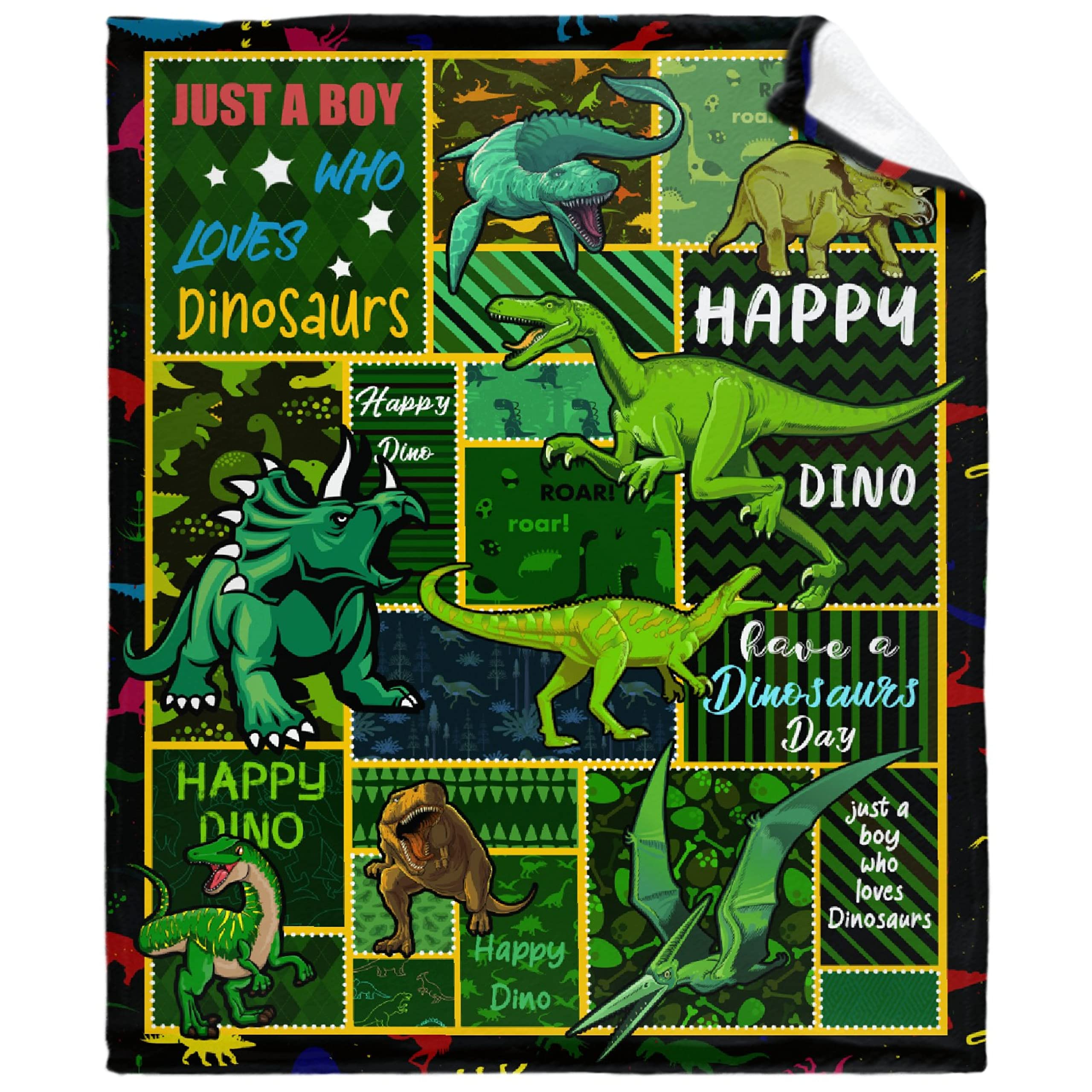 Dinosaur Fleece Blanket - Soft Plush Flannel Throw for Boys & Girls - Extra Large 120x90In - Perfect for Bed, Couch, Chair - Great Gift for Kids & Animal Lovers - Cozy Dino Decor for Home & Nursery