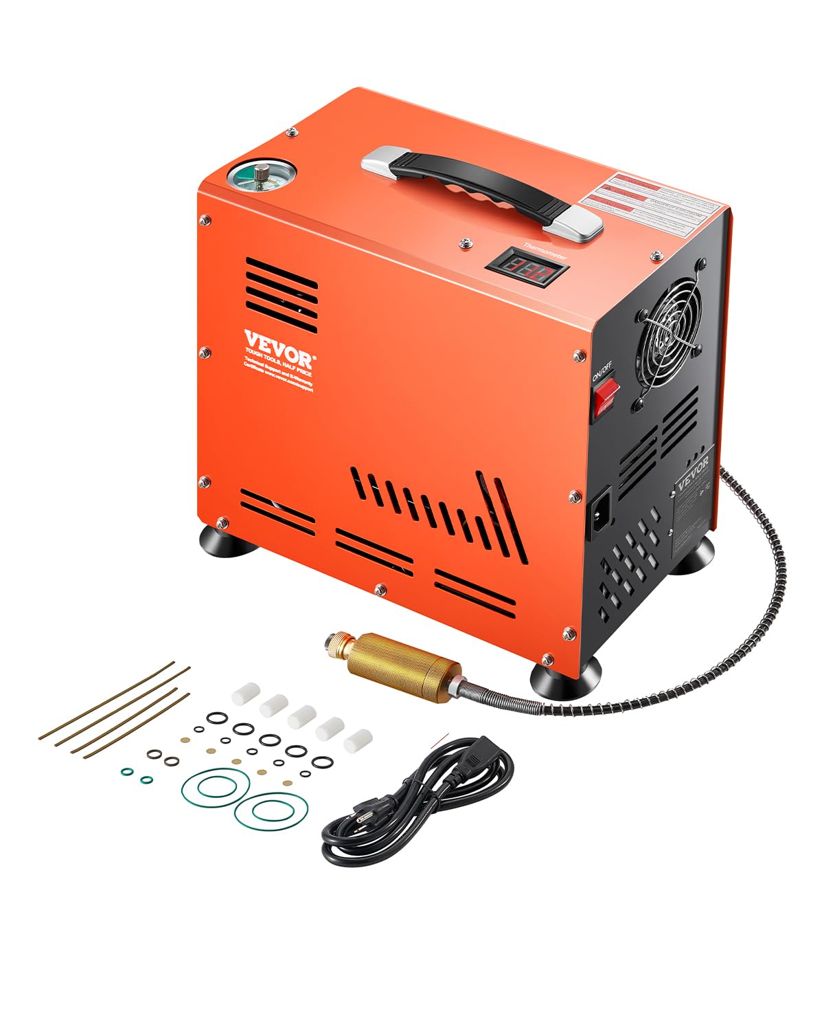 VEVOR 800W Dual-Cylinder PCP Air Compressor 4500PSI/30Mpa - Oil-Free Paintball Tank Pump with Auto-Stop & Built-in Cooling Fan - Perfect for Air Rifles, Scuba Diving Tanks & Paintball Guns | High-Pressure Airgun Charging Station for Outdoor Sports & Hunting