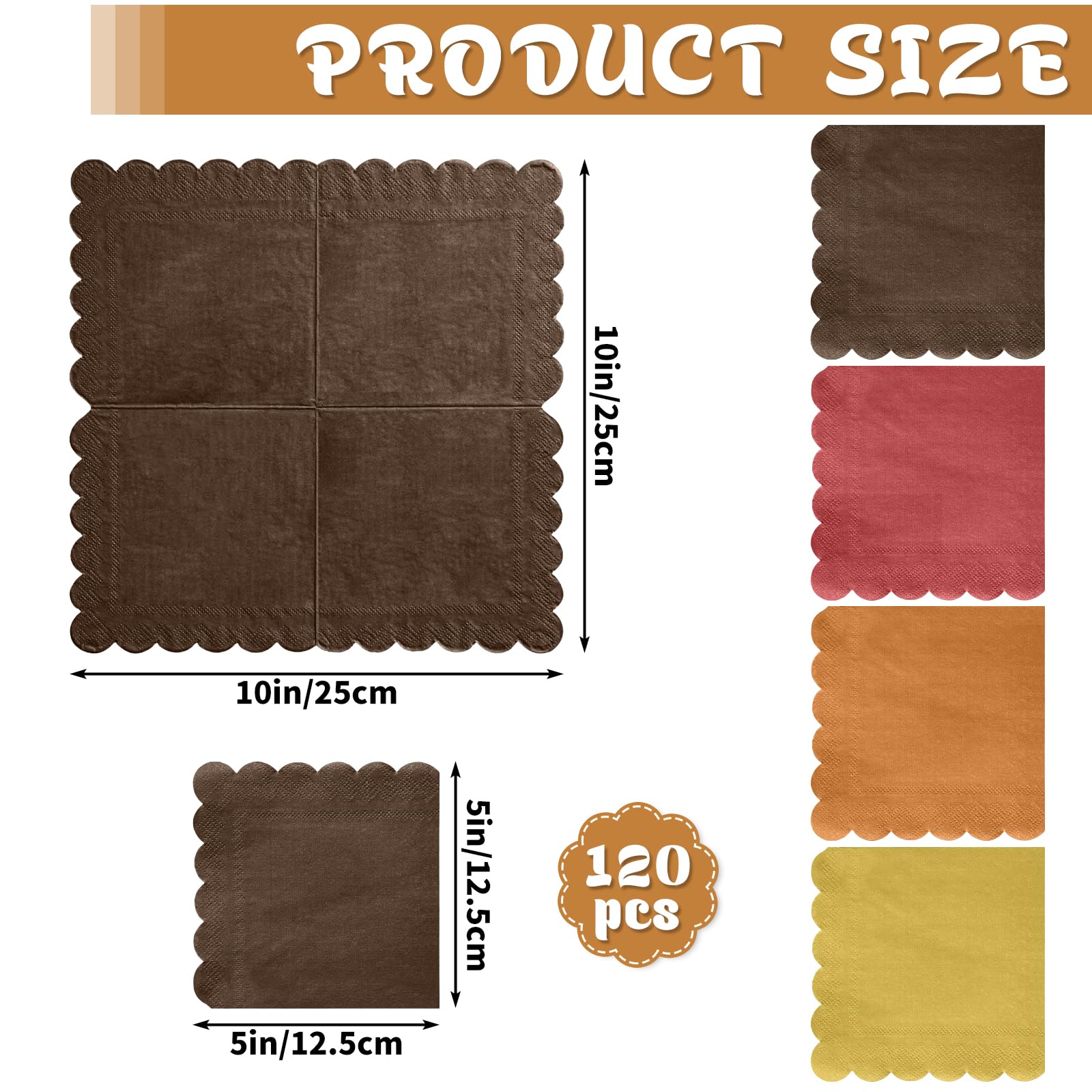 120 Pack Disposable Terracotta Napkins 5x5 Inch - Eco-Friendly Boho Cocktail, Dessert & Beverage Napkins for Wedding, Party, Coffee Bar & Table Decor - Perfect for Cocktail Hour, Dessert Displays & Beverage Service