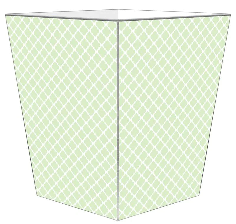 Chelsea Mint Green Decoupage Wastebasket with Optional Tissue Box Cover - Elegant Bathroom & Bedroom Trash Can for Home Decor