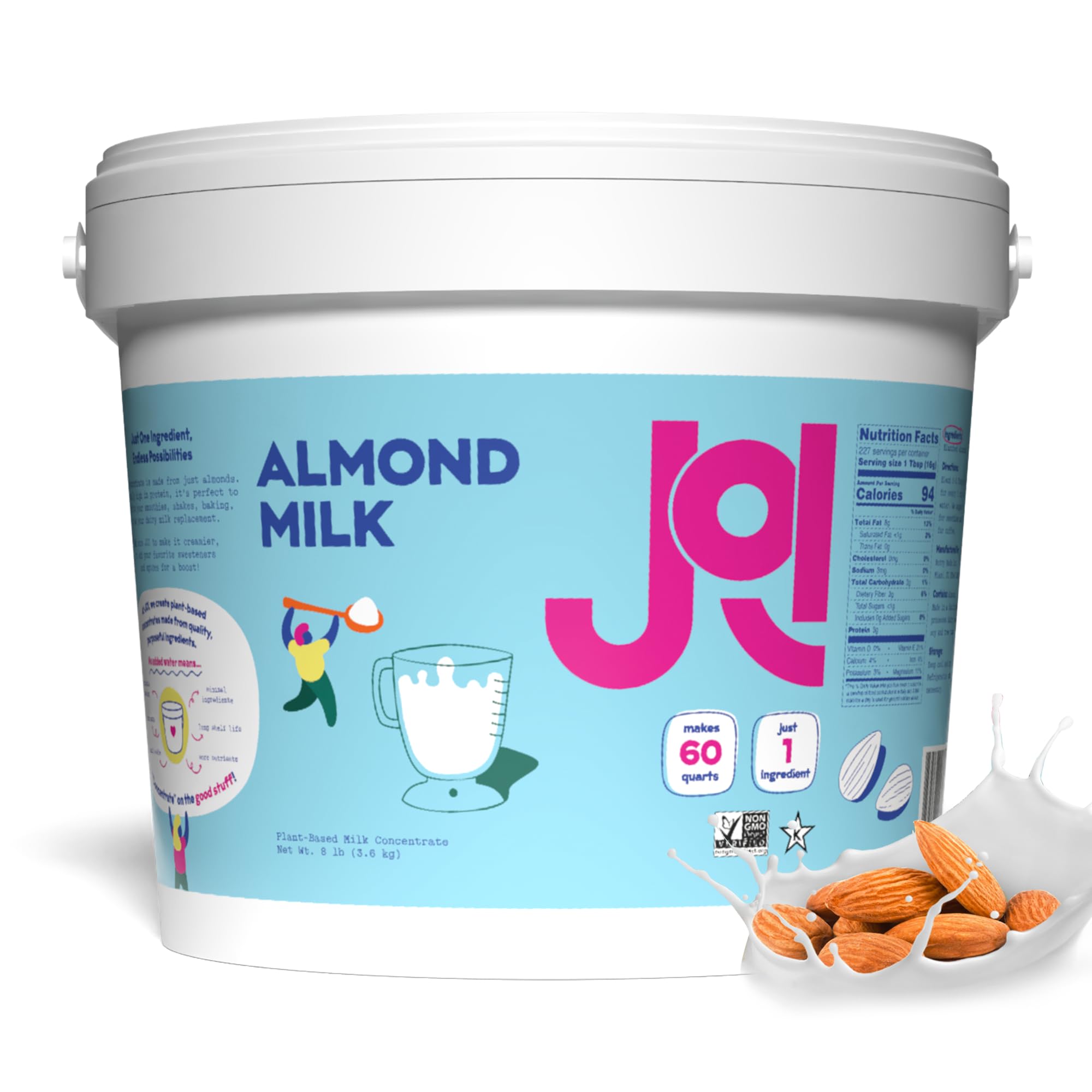 JOI Unsweetened Almond Milk Concentrate - 60 Quarts | Vegan, Kosher, Keto-Friendly, Dairy-Free, Shelf-Stable Almond Powder | Great for Coffee Creamer, Baking, Smoothies & Plant-Based Milk Substitute