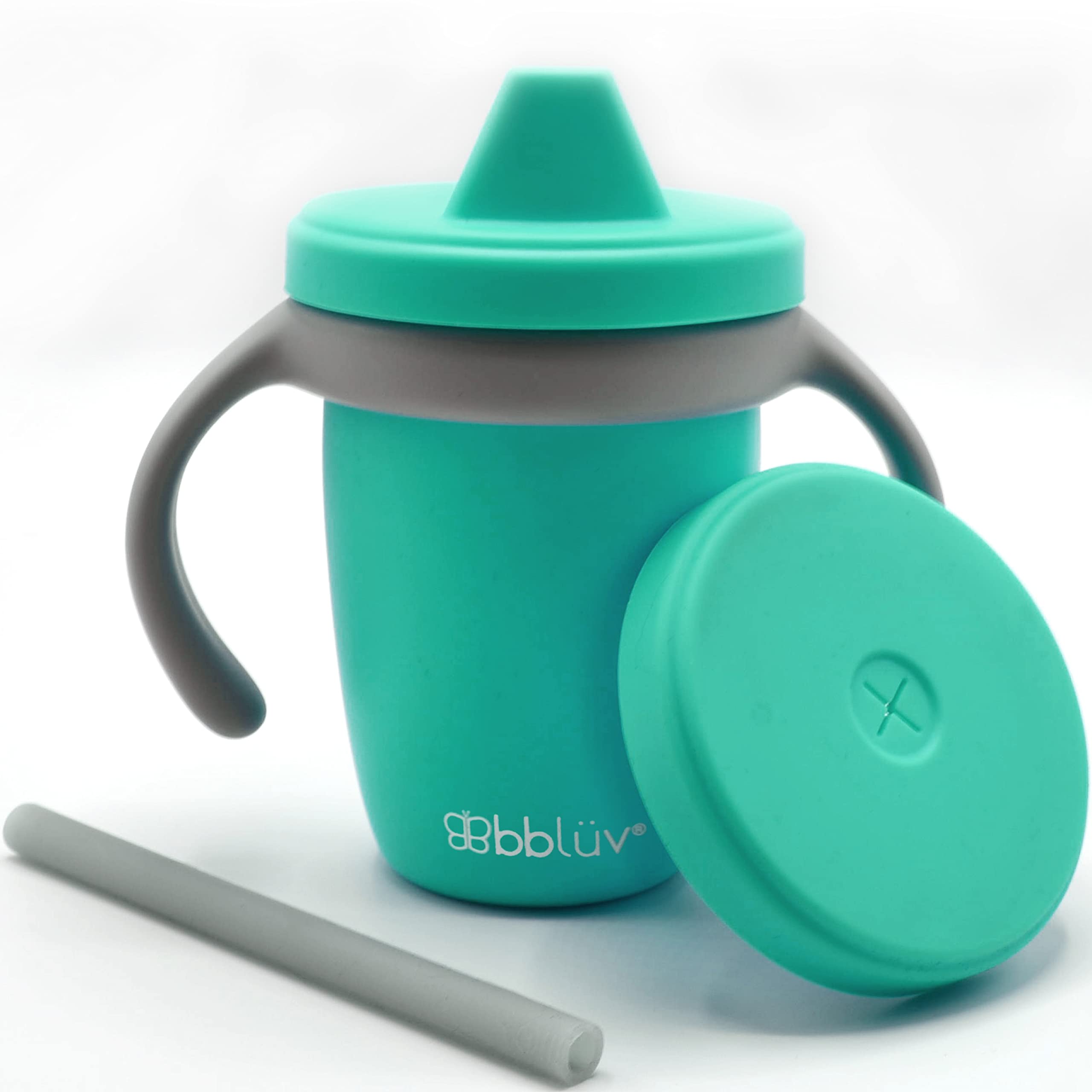 BBLÜV – 4-in-1 Spill-Proof Transition Sippy Cup for Toddlers | Durable Food-Grade Silicone Baby Cup | 240ml Aqua | Perfect for Daycare, Travel & Learning to Drink Independently
