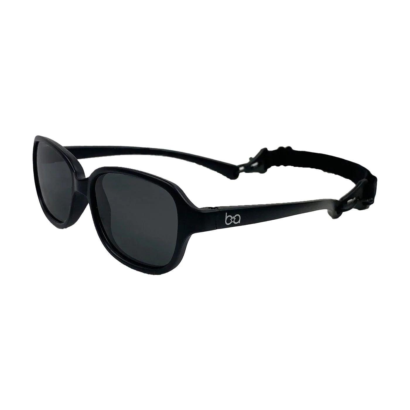 Babyfied Apparel Retro Square Sunglasses - Glossy Black for 0-24 Months | UV Protection for Infants & Toddlers | Perfect for Beach, Park & Outdoor Activities