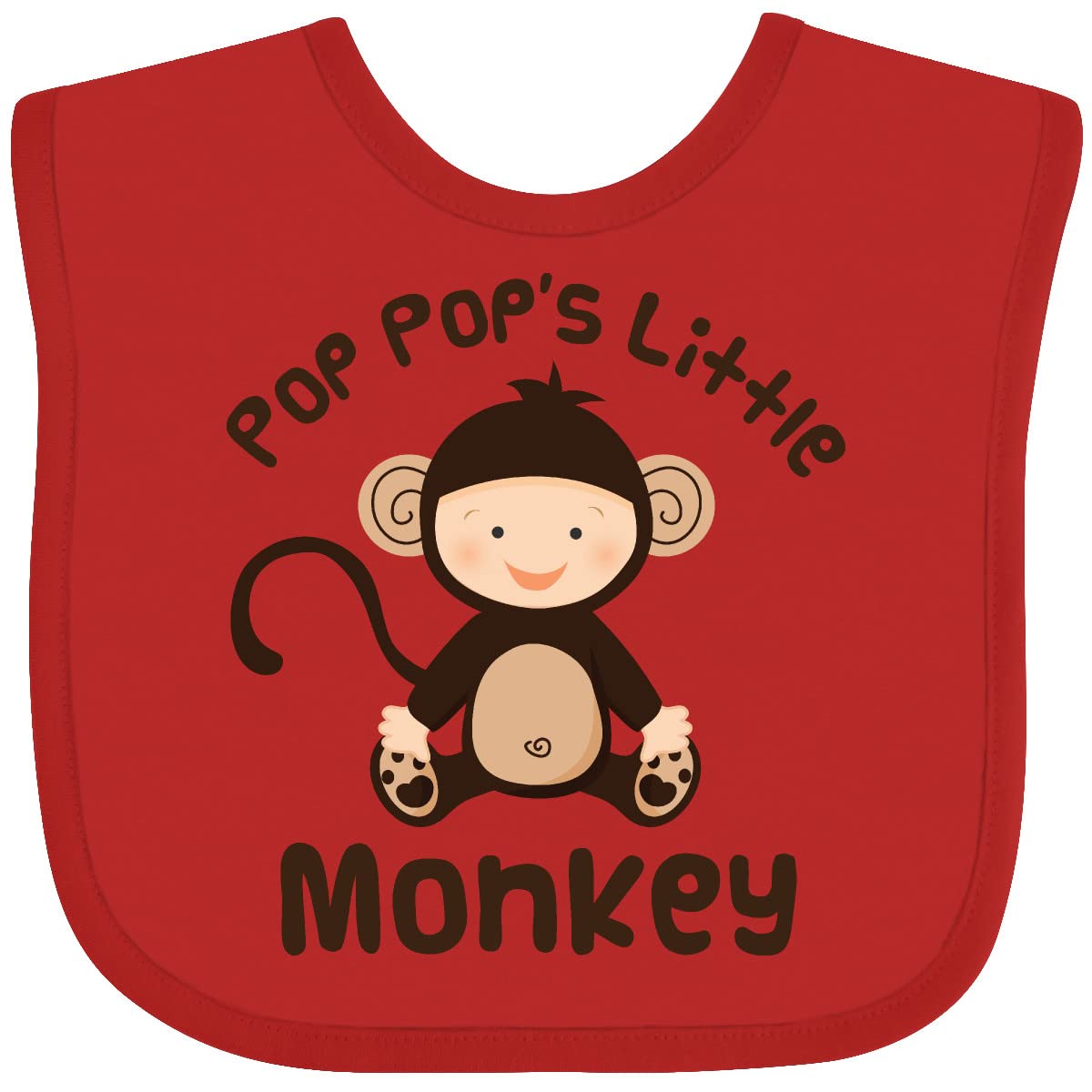 Inktastic Pop Pop's Little Monkey Baby Bib - Soft & Absorbent Drool Bib for Infants & Toddlers - Perfect for Feeding, Teething & Playtime
