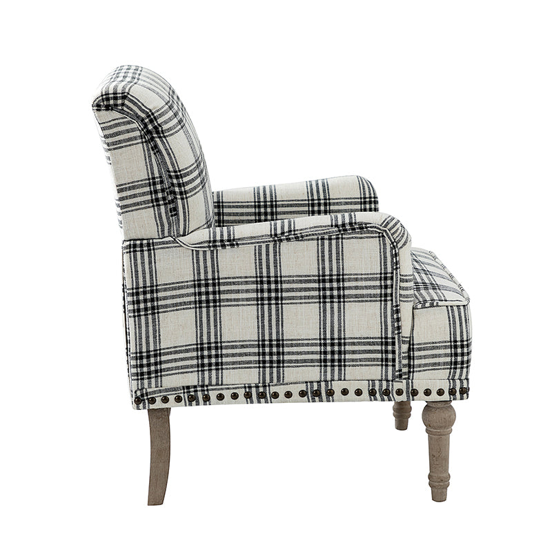Tamsin Plaid Armchair with Nailhead Trim - Stylish Upholstered Accent Chair for Living Room, Office or Reading Nook - Perfect for Home Decor and Relaxation