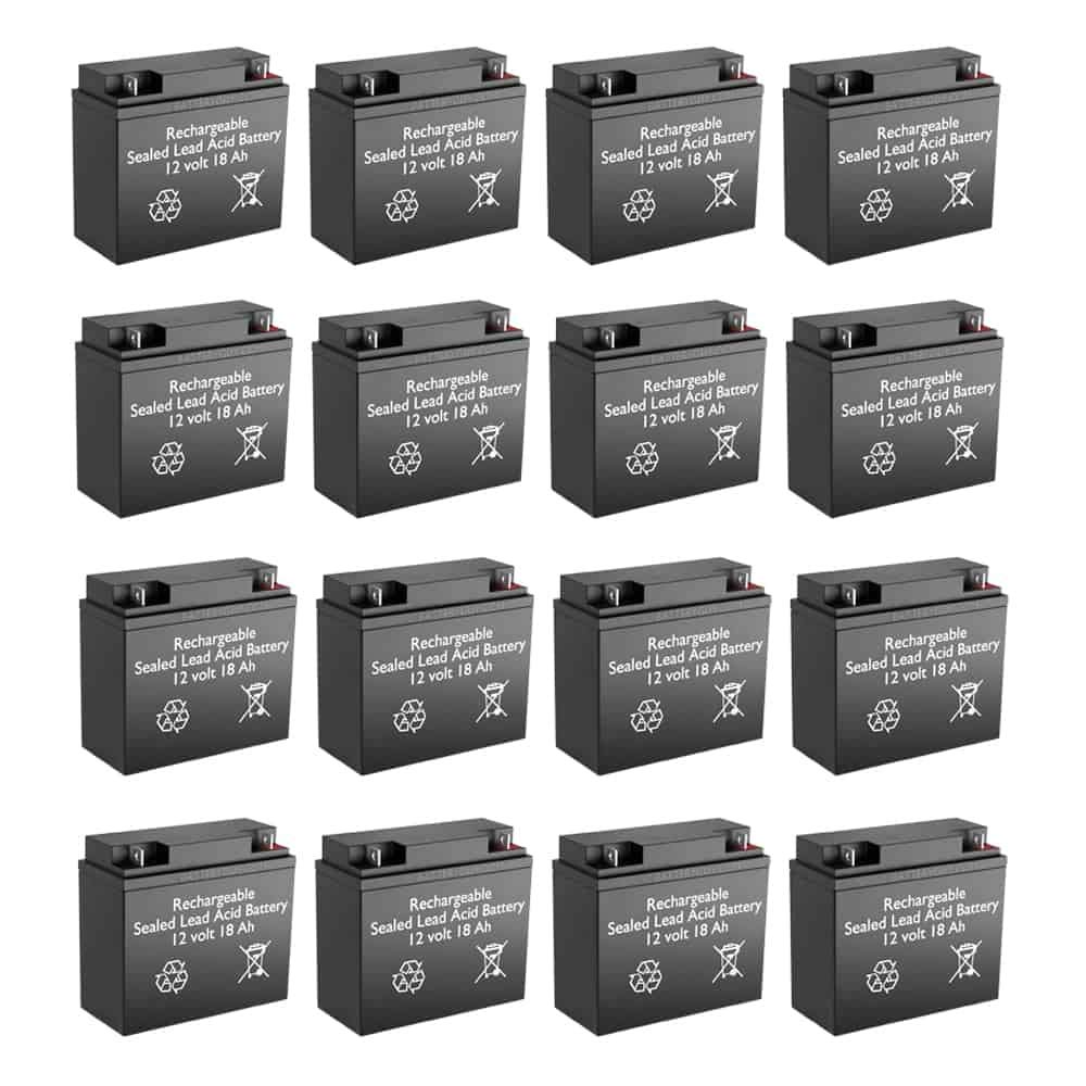 PSH-12180FR Replacement 12V 18Ah SLA Rechargeable Battery - High Rate Deep Cycle BatteryGuy Brand (Pack of 16) - Perfect for UPS Backup, Solar Power Systems & Emergency Lighting