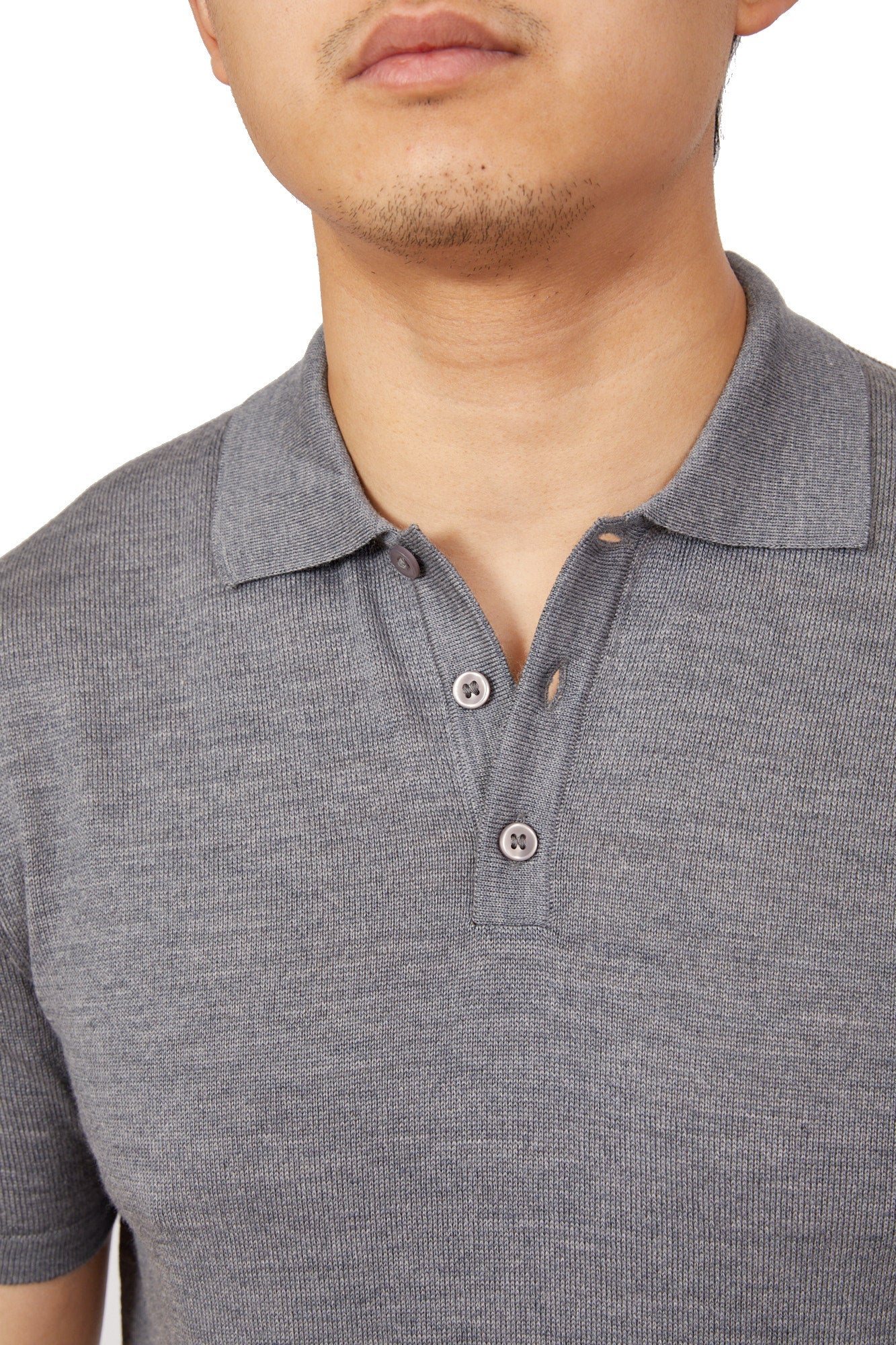 BEAUCAIRE Extra Fine Merino Wool Short Sleeve Polo Shirt for Men - Mid Grey | Breathable & Comfortable Casual Wear for Office, Golf & Summer Outings