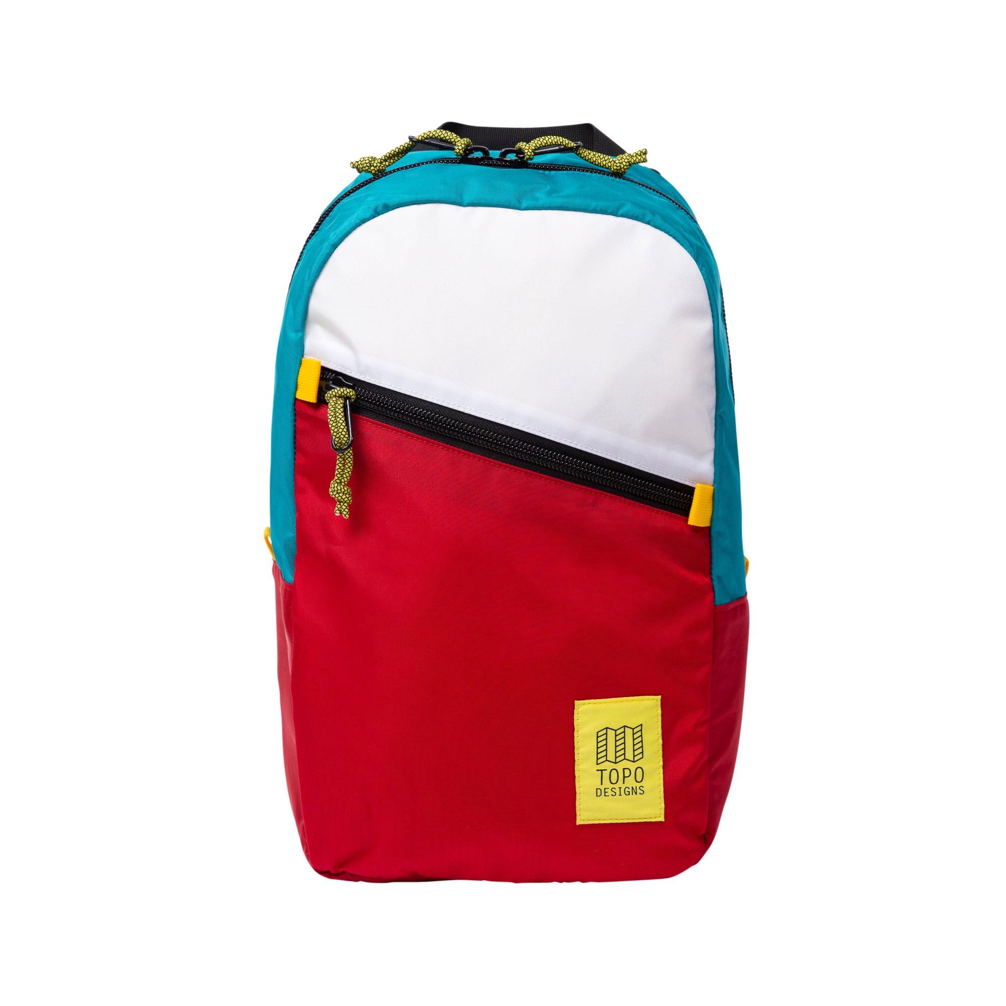 Topo Designs Light Pack Backpack - Waterproof & Durable Hiking Daypack for Men & Women - White/Red/Turquoise - Perfect for Travel, Hiking & Daily Commute