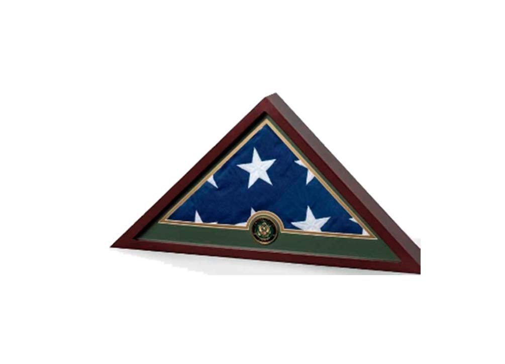 Premium Navy Blue Wooden Display Case for American Flags - Perfect for Military Gifts, Home Decor & Patriotic Memorial Displays