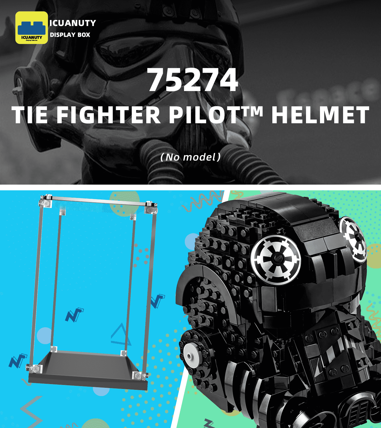 Lego Star Wars TIE Fighter Pilot Helmet 75274 Display Case - Premium Acrylic Showcase for Collectible Minifigure Headgear | Perfect for Home Decor, Office Display & Gift for Star Wars Fans