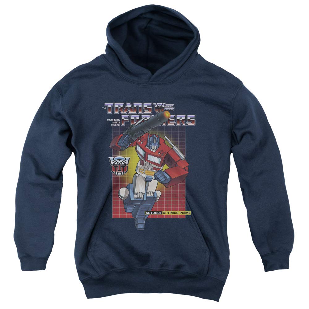 Transformers & Optimus Prime Print Youth Hooded Sweatshirt - Navy Blue Large | Trevco Sportswear HBRO119-YFTH-3 | Kids Graphic Hoodie for School, Casual Wear & Fan Gifts
