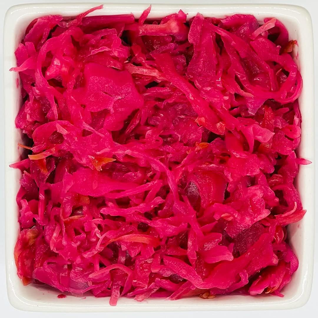 Fermented Sauerkraut 48oz - Probiotic Red & Ginger for Gut Health | Perfect for Sandwiches & Asian Dishes
