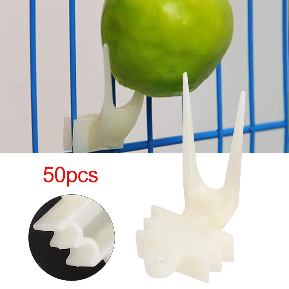 50PCS Plastic Bird Fruit Forks - Parrot Feeding Tools & Birdcage Accessories for Parrots, Hamsters | Durable Food Holders for Bird Treats & Cage Decor | Perfect for Feeding Fruits, Veggies & Treats to Pet Birds