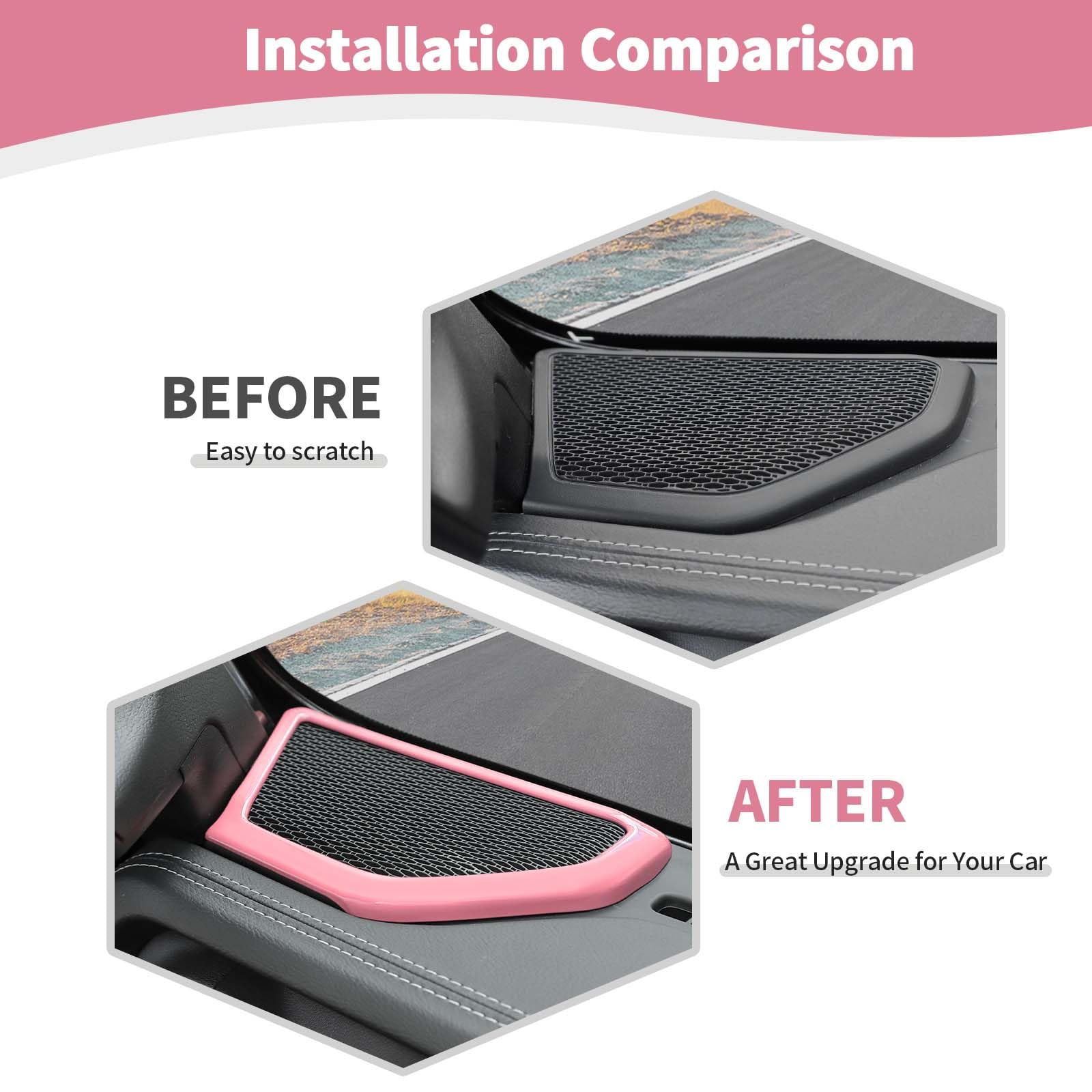 Jeep Wrangler JL JLU & Gladiator JT A-Pillar Speaker Trim Covers (2018-2024) - Pink Interior Accessories (2-Piece Set) | Perfect for Customizing & Protecting Your Jeep's Interior