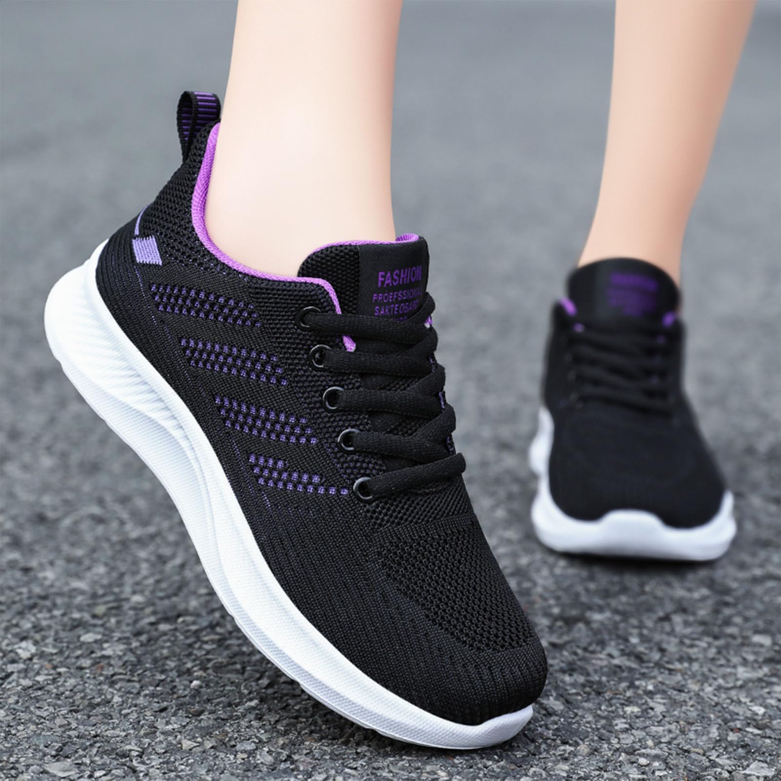 Women's Ultra-Light Stretchy Knit Platform Orthopedic Sneakers - Comfortable Lace-Up Non-Slip Walking Shoes for Height Increase | Fashionable Slip-On Casual Shoes for Moms | Perfect for Daily Wear, Work & Travel