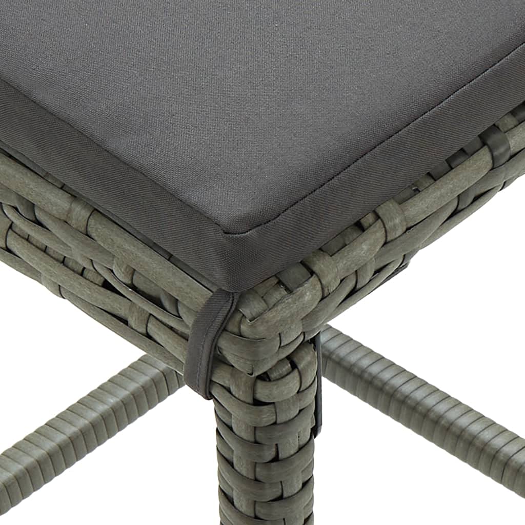 4-Piece Gray Poly Rattan Bar Stools with Cushions - Perfect for Kitchen Island, Breakfast Nook, and Outdoor Patio Seating