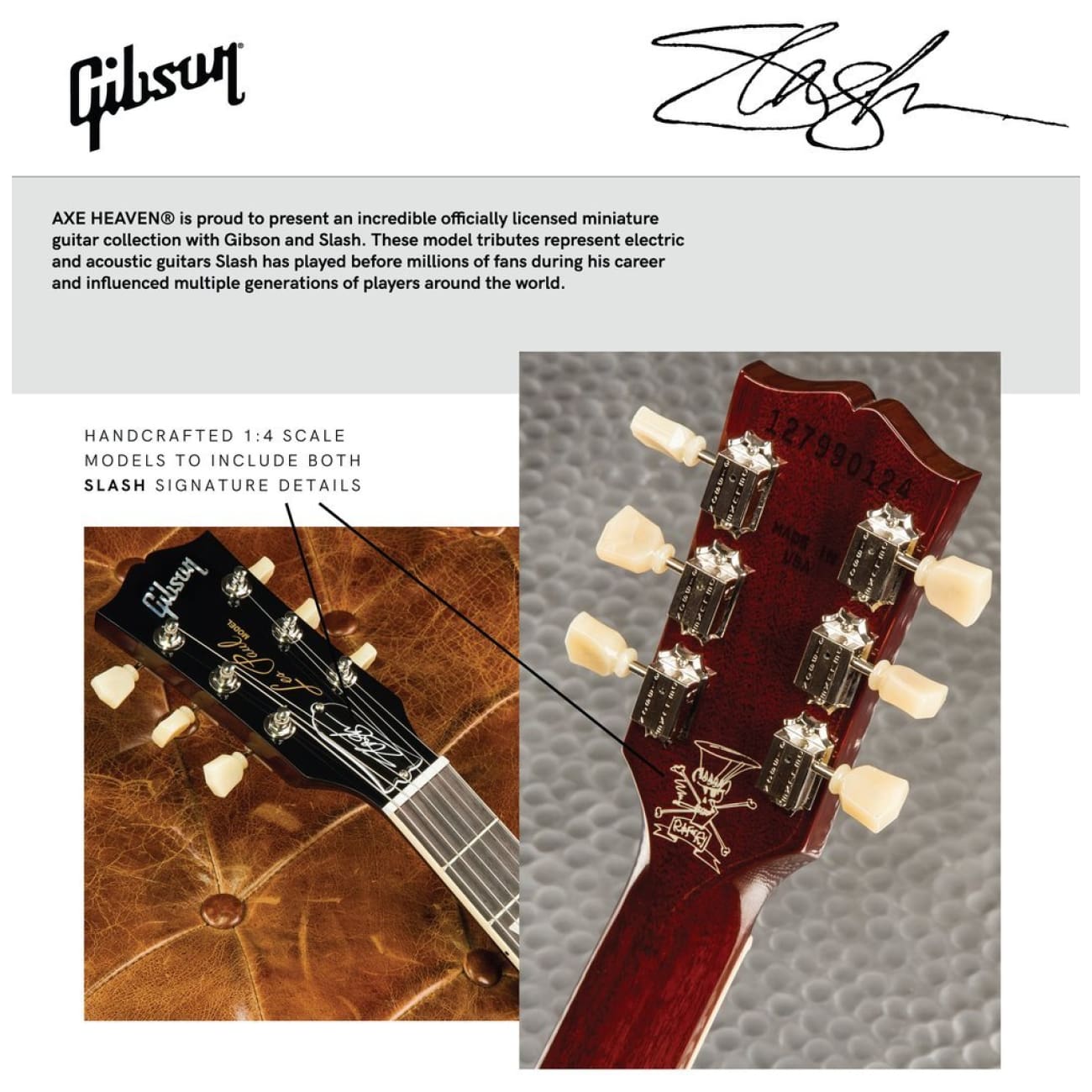 Slash Guns N' Roses Gibson® Les Paul Gold Burst Mini Guitar Replica - Authentic Electric Guitar Collectible for Fans, Musicians & Decor - Perfect for Home Display, Music Room, Rock Memorabilia Collection & Gift Giving