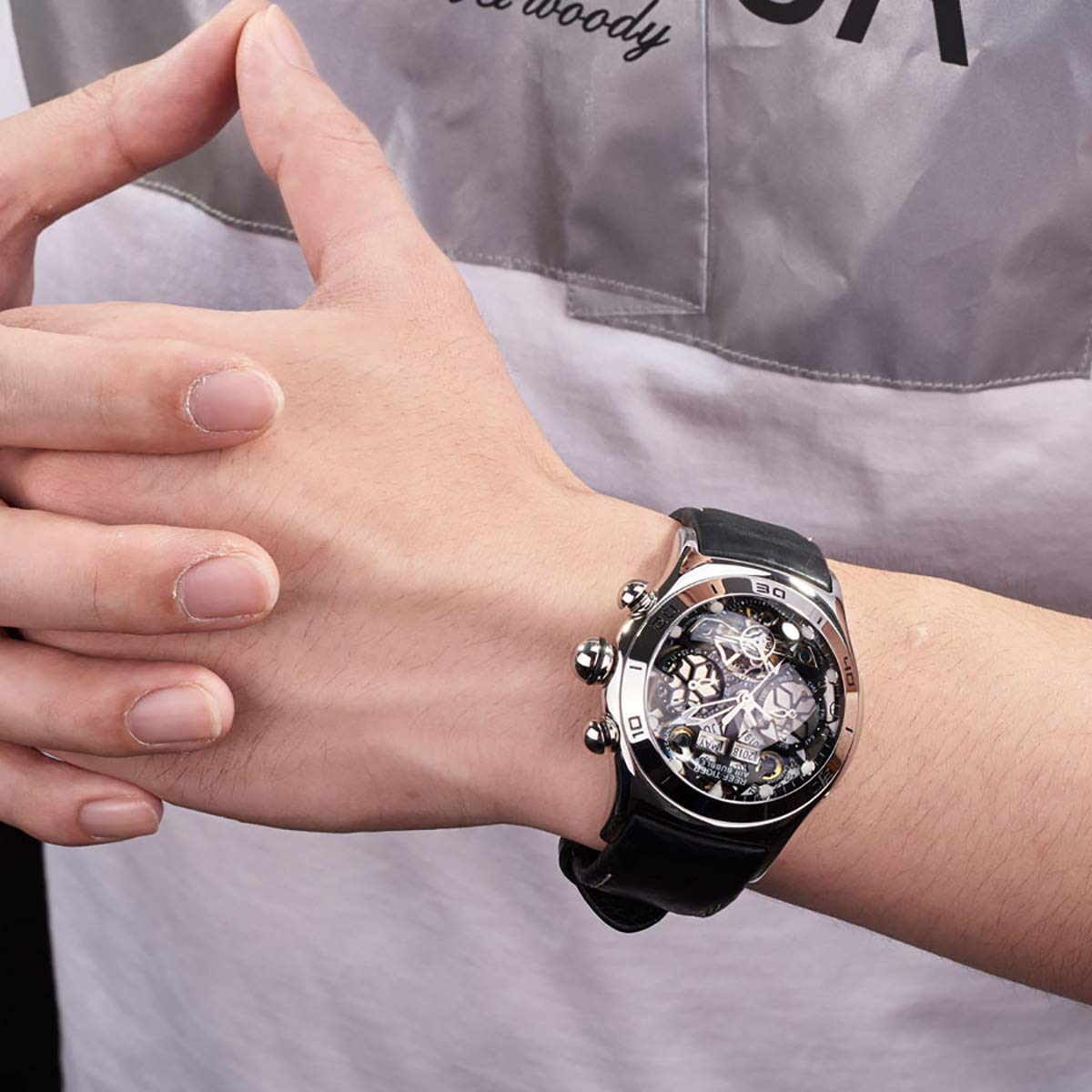 REEF TIGER Men's Black Skeleton Dial Steel Tourbillon Sport Watch RGA703 - Perfect for Outdoor Adventures, Gym Workouts & Business Casual Wear