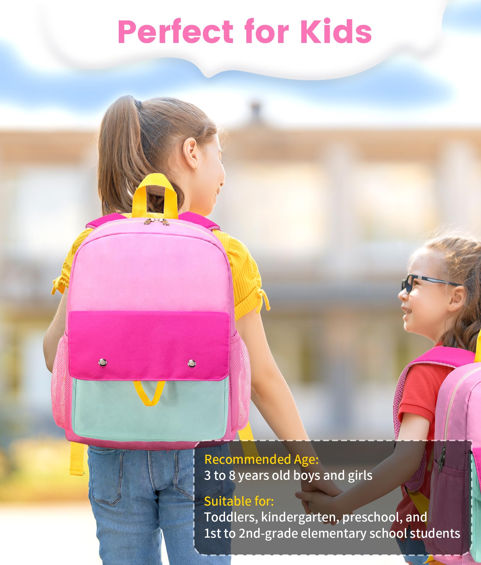 **Vorspack Toddler Backpack for Girls & Boys - Cute Small Preschool Backpack for Kids Ages 3-8, Lightweight & Durable Kindergarten School Backpack (Pink) - Perfect for School, Travel & Daycare**