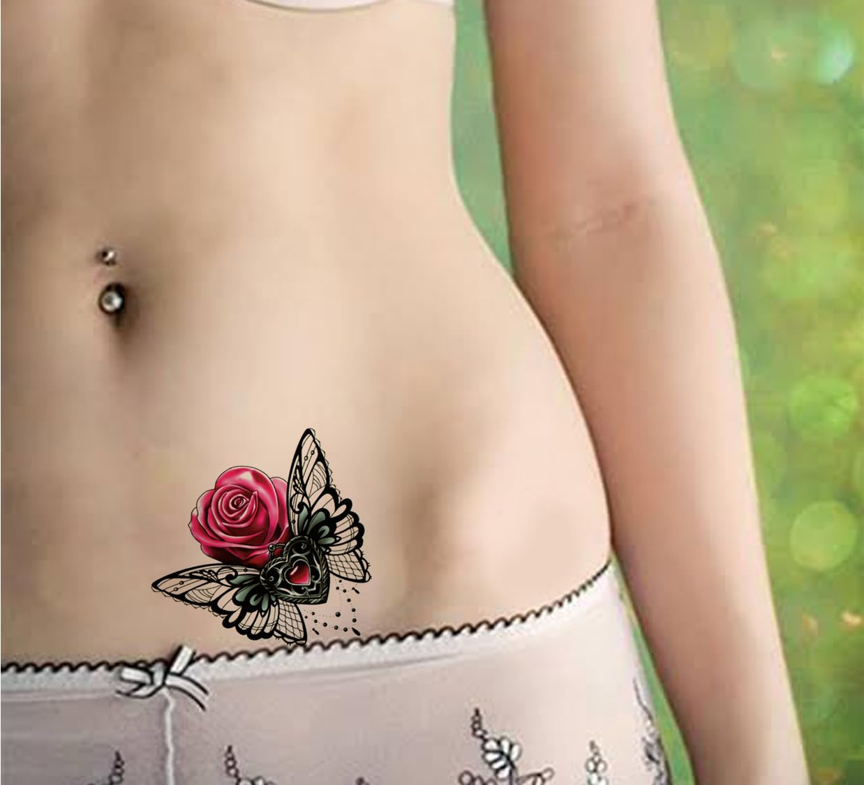 Waterproof Temporary Tattoo Stickers for Men, Women, Kids - 3D Realistic Flowers, Butterflies, Stars, Angels, Wolves & Armband Designs (21x15cm) - Perfect for Parties, Halloween, Cosplay & Body Art