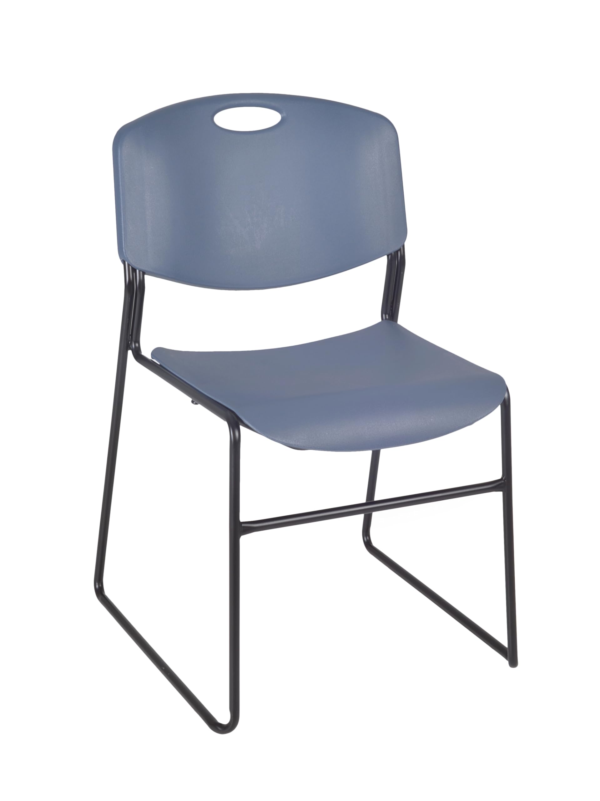 Regency 30-Inch Square Breakroom Table with 4 Zeng Stack Chairs - Grey Table & Blue Chairs for Office, Conference Room, or Home Workspace