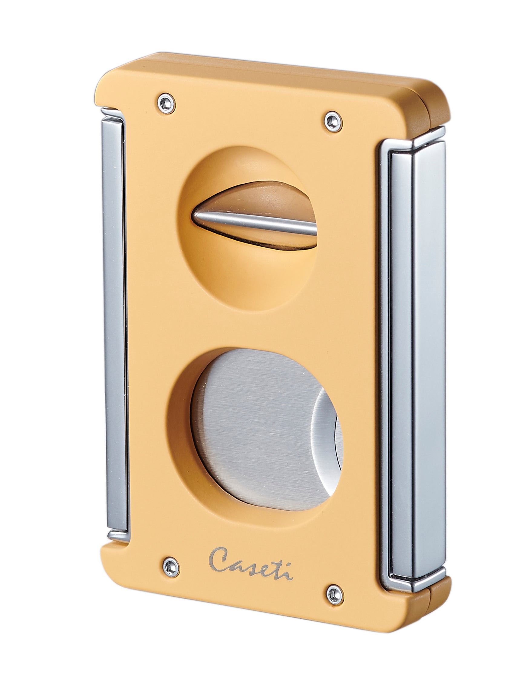 Premium Caseti Trident X 3-in-1 Cigar Cutter - Stainless Steel Blade with Yellow Handle | Perfect for Cigar Enthusiasts & Gifts | Ideal for Home, Office & Outdoor Use