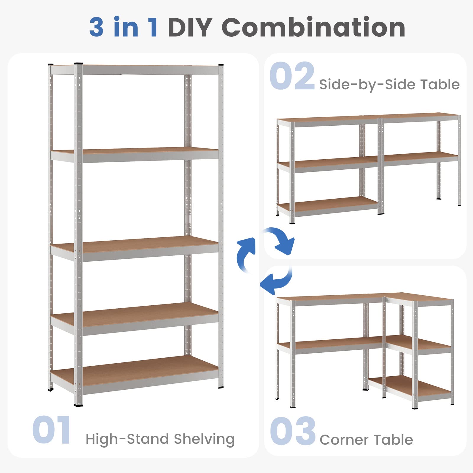 ERGOMASTER 5-Tier Heavy Duty Steel Shelving Unit - 144
