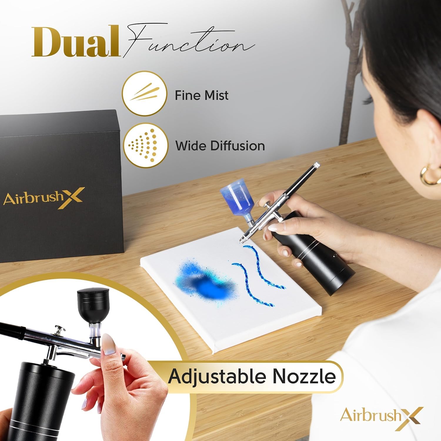 Professional Airbrush Kit with Air Compressor - Complete Set for Nails, Makeup, Tattoo & Painting | Portable Airbrush Gun & Compressor for Home, Salon & DIY Art Projects
